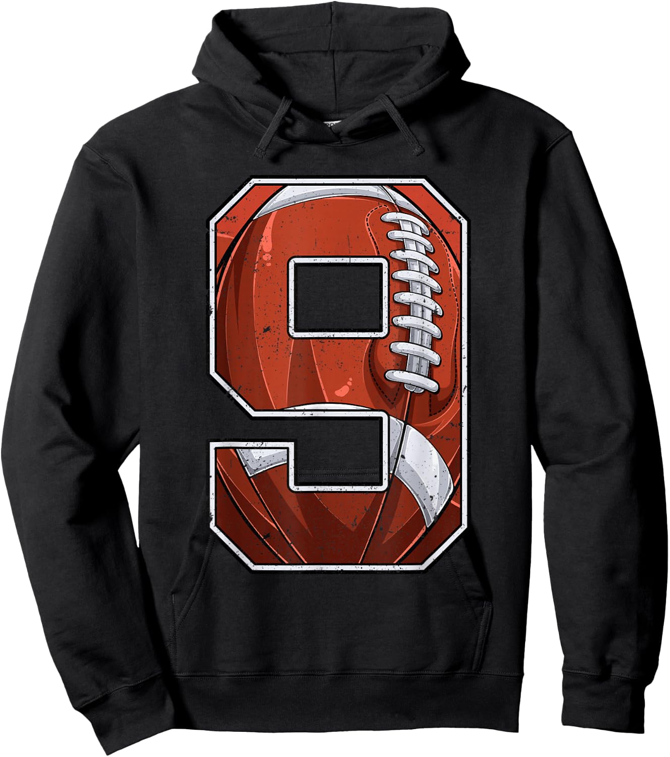 Football Ninth 9th Birthday Boy Nine 9 Years Old Bday Kids Hoodie - Hoodie | Black