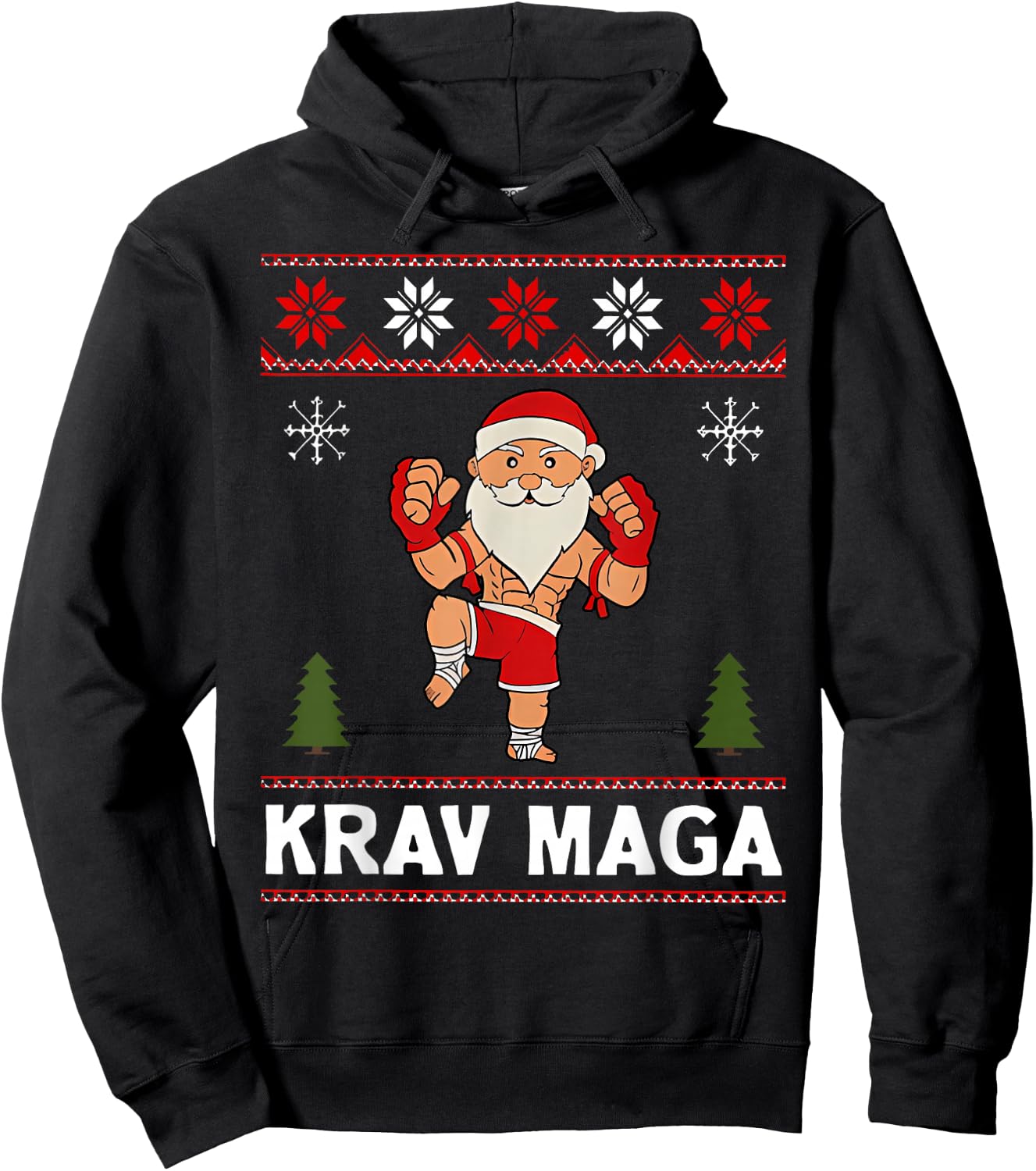 Krav Maga Santa Claus Ugly Christmas Martial Arts Women Men Hoodie - Hoodie | Black