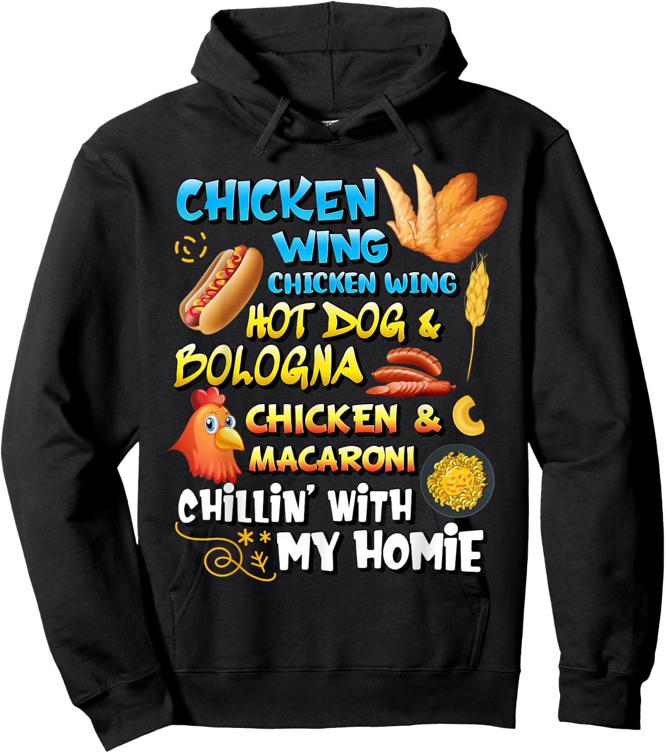 Chicken Wing Chicken Wing Hot Dog and Bologna Shirt Toddlers Hoodie - Hoodie | Black
