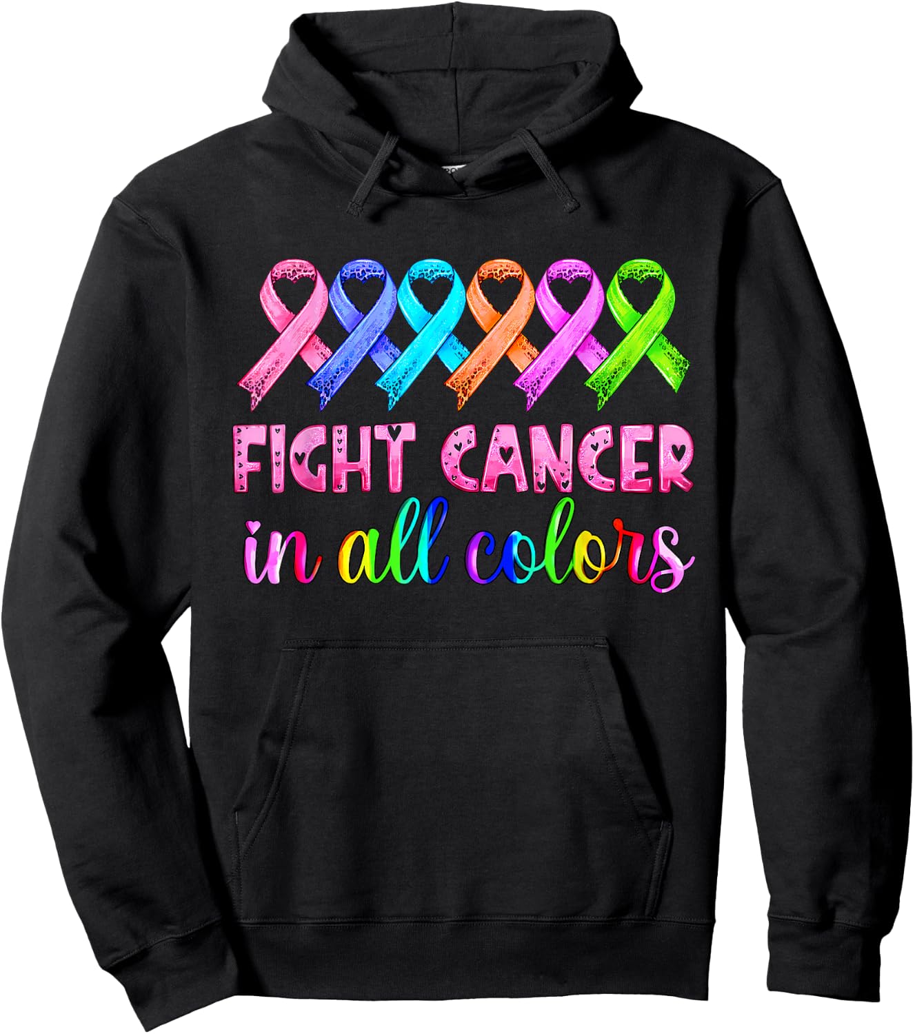Lutte contre le cancer dans toutes les couleurs de la sensibilisation au cancer du sein Hoodie - Hoodie | Black
