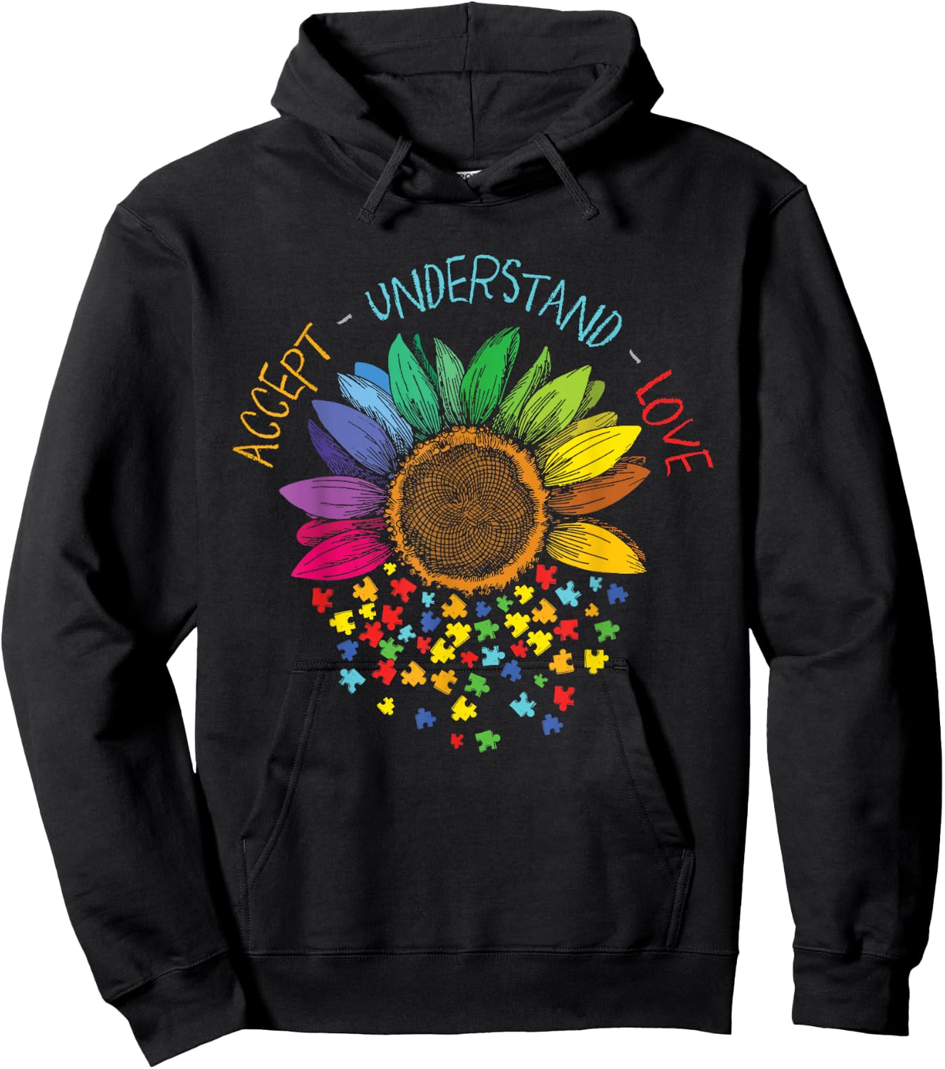 Autism Awareness Accept Understanding Love ASD Hoodie - Hoodie | Black