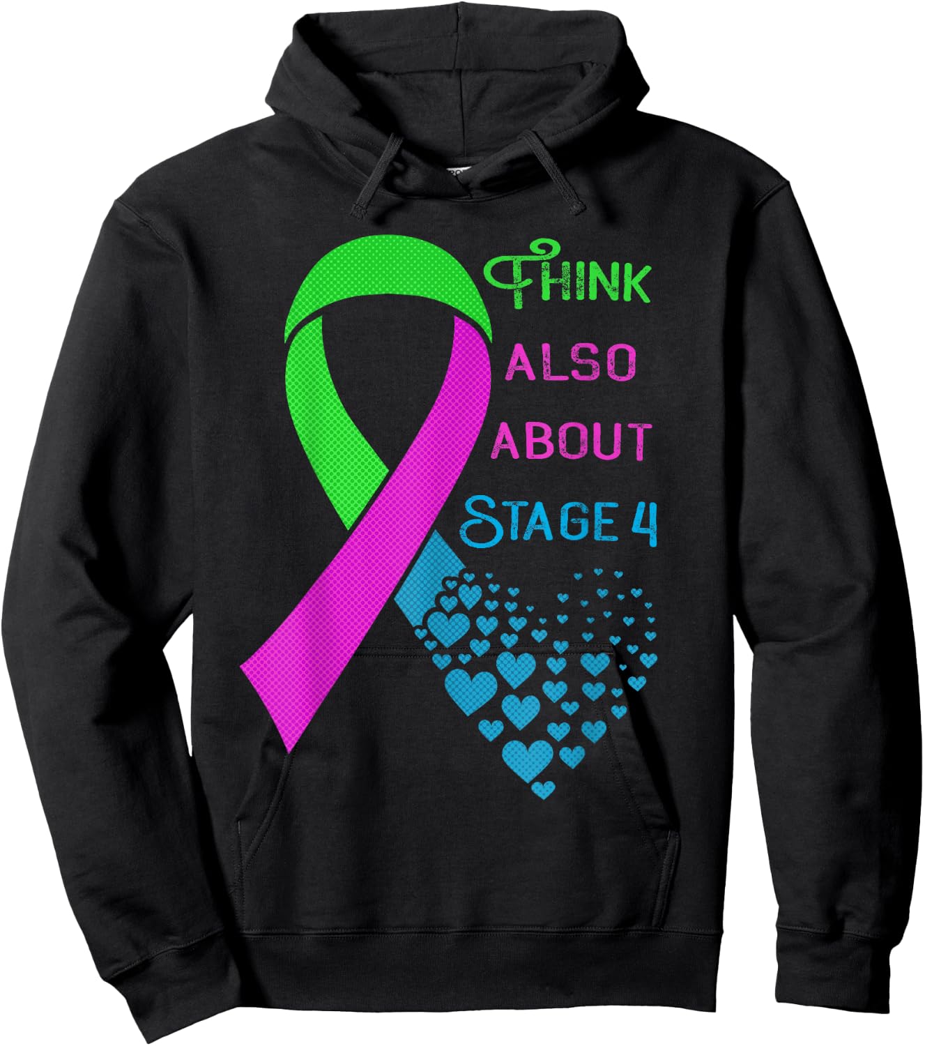 Metastatic Breast Cancer Awareness Heart Ribbon Graphic Hoodie - Hoodie | Black
