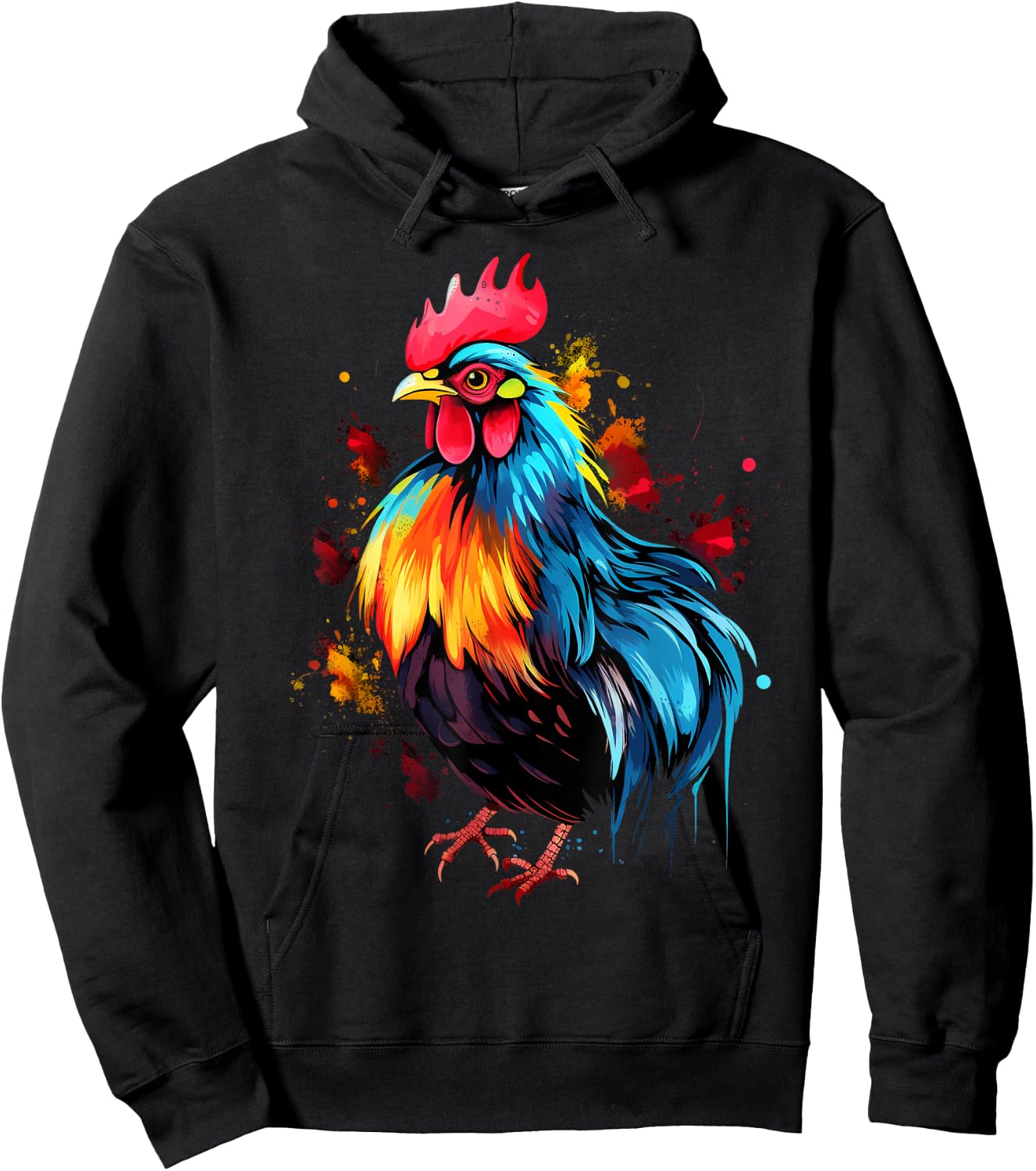 Cool Chicken on colorful painted Chicken Hoodie - Hoodie | Black