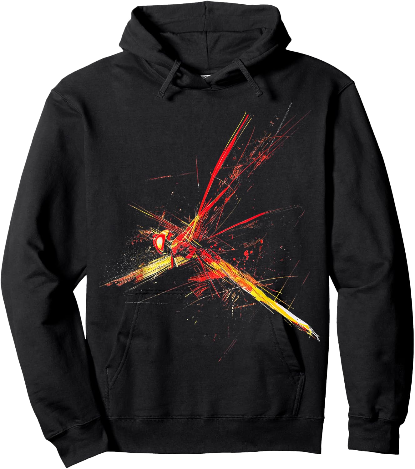 @n!mal Libelle bunt abstrakte Tierkunst Grafik Libelle Schwarz Klein Klassisch Kurzarm Crew-Ausschnitt Pull-On Imported Polyester Stretchable Tierliebhaber, Männer, Frauen, Kinder Hoodie - Hoodie | Black