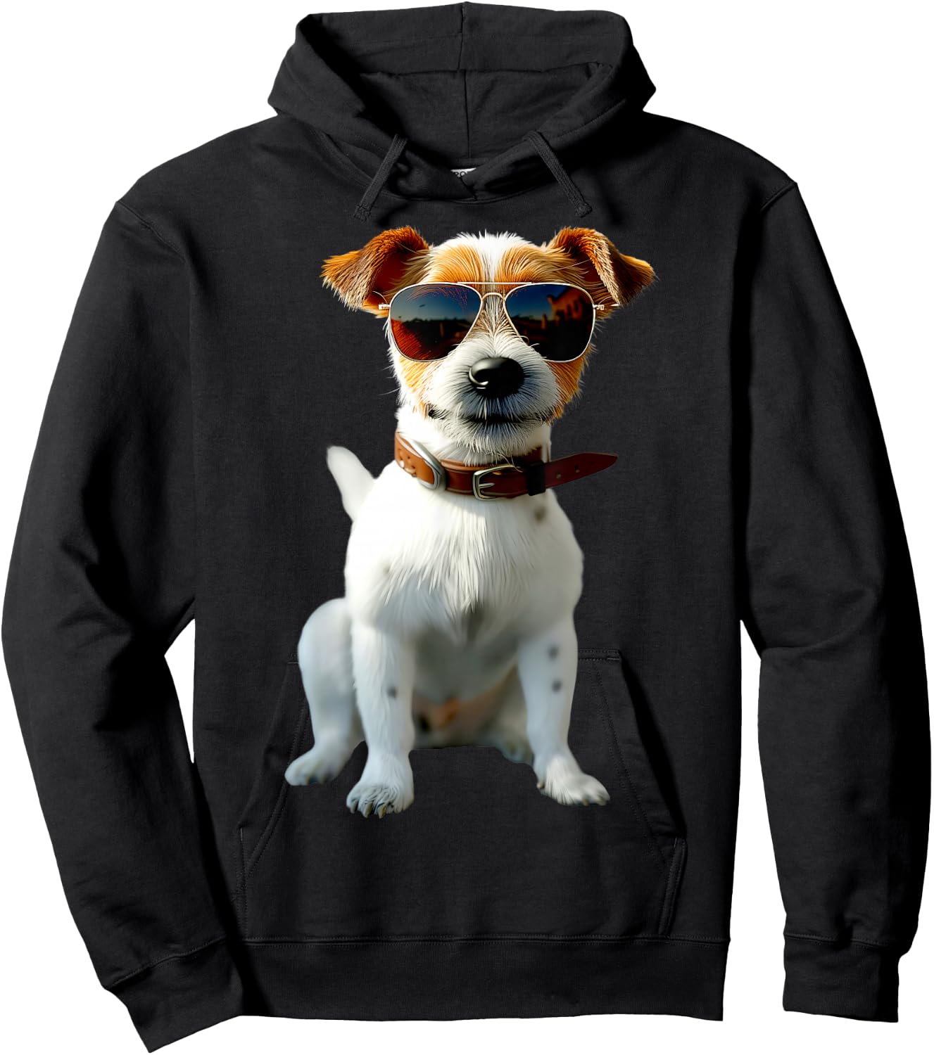 Jack Russell Terrier with Sunglasses Jack Russels Lovers , black Hoodie - Hoodie | Black