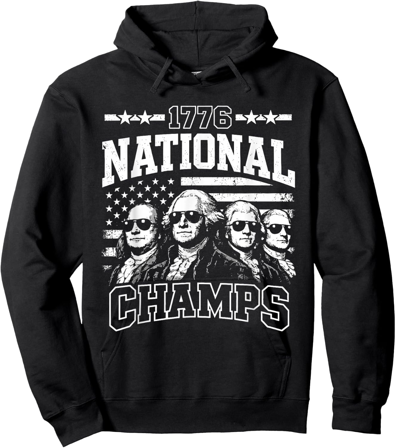 1776 National Champs Funny Patriotic America Founding Father Hoodie - Hoodie | Black