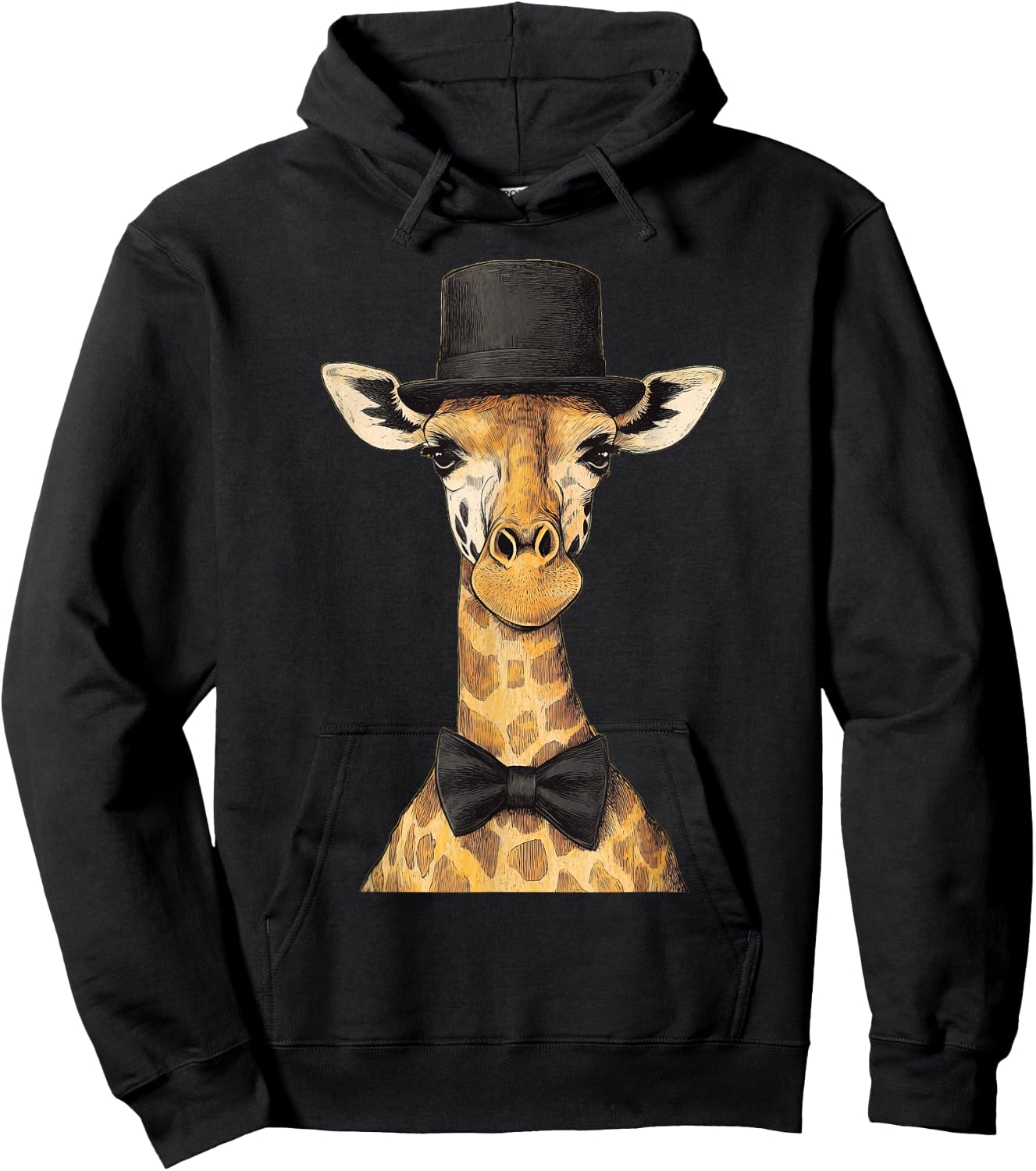 Giraffe Wearing A Hat And Bowtie Hoodie - Hoodie | Black