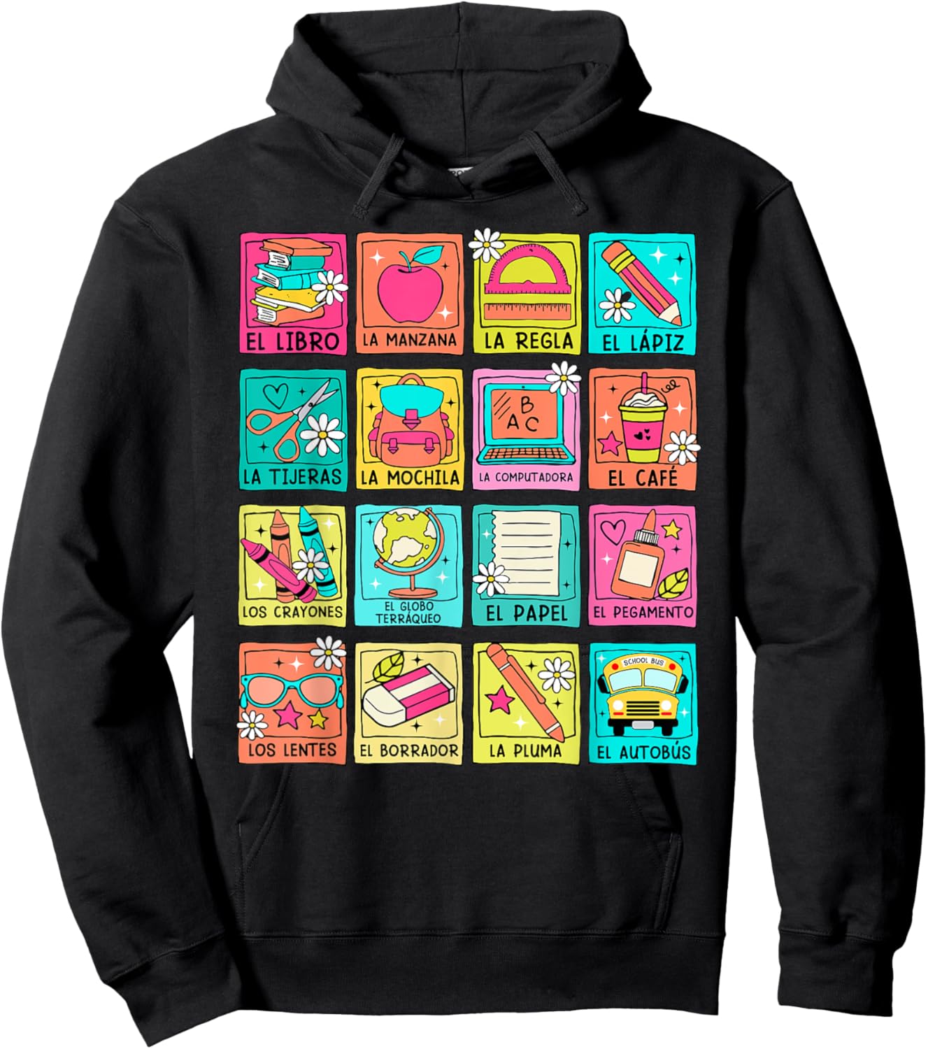 Maestra Bilingue Back To School Spanish Teacher Student Men Women Girls Kids Hoodie - Hoodie | Black