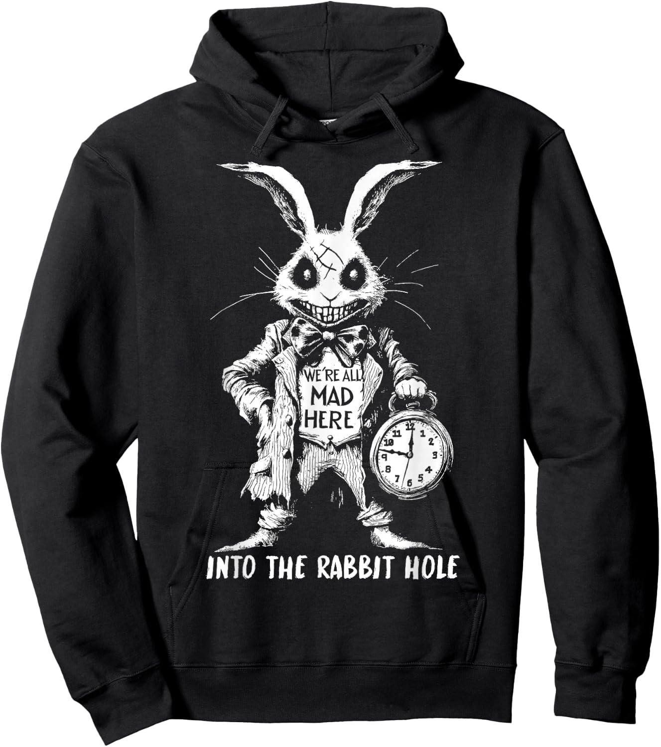 L'effrayant Lapin Blanc au Pays des Merveilles Horreur Hoodie - Hoodie | Black