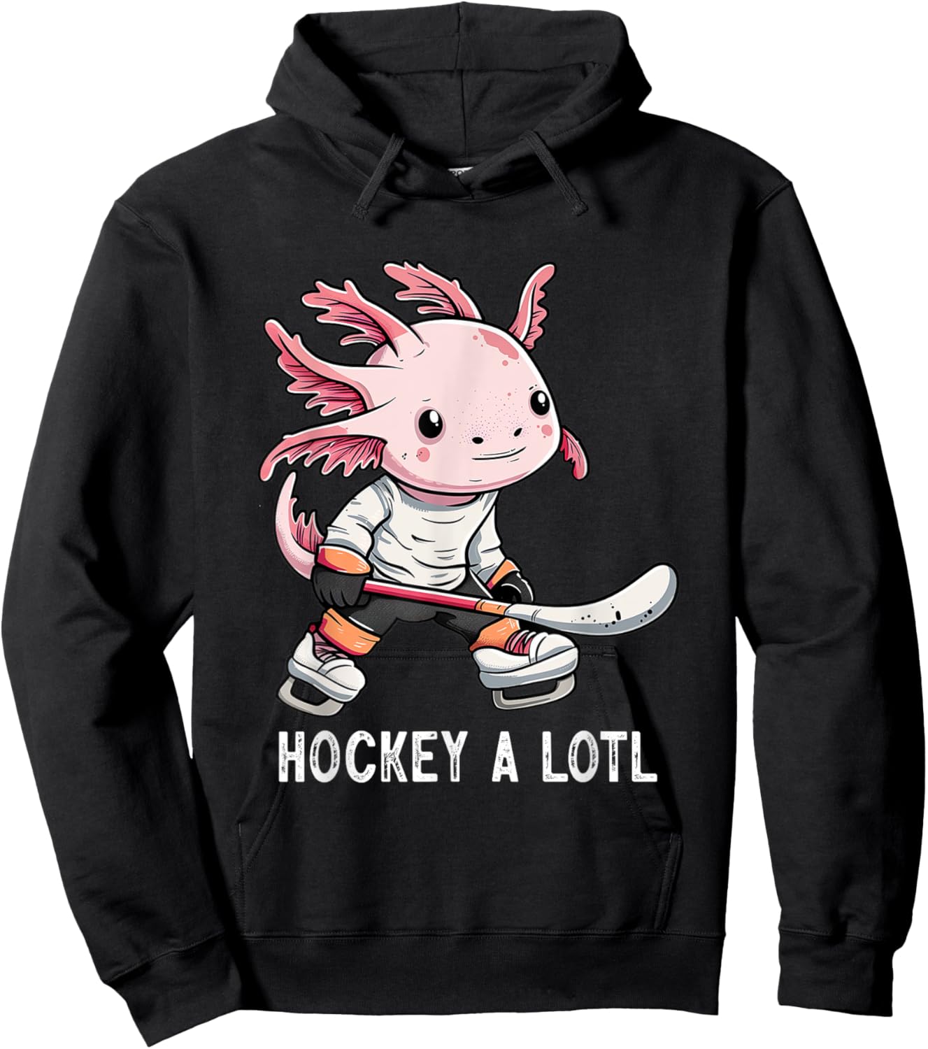 Hockey A Lotl Axolotl Playing Field Hockey Funny Ice Hockey Hoodie - Hoodie | Black