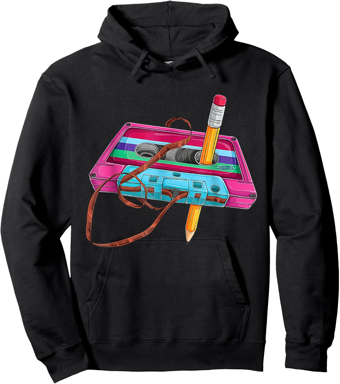 80 90s Outfit Women's Men's Party Fancy Dress Cassette , black Hoodie - Hoodie | Black