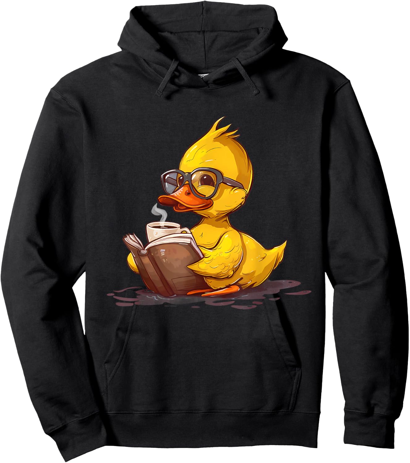 Rubber Duck Reading Book Coffee Lover Reader Rubber Duckie Hoodie - Hoodie | Black