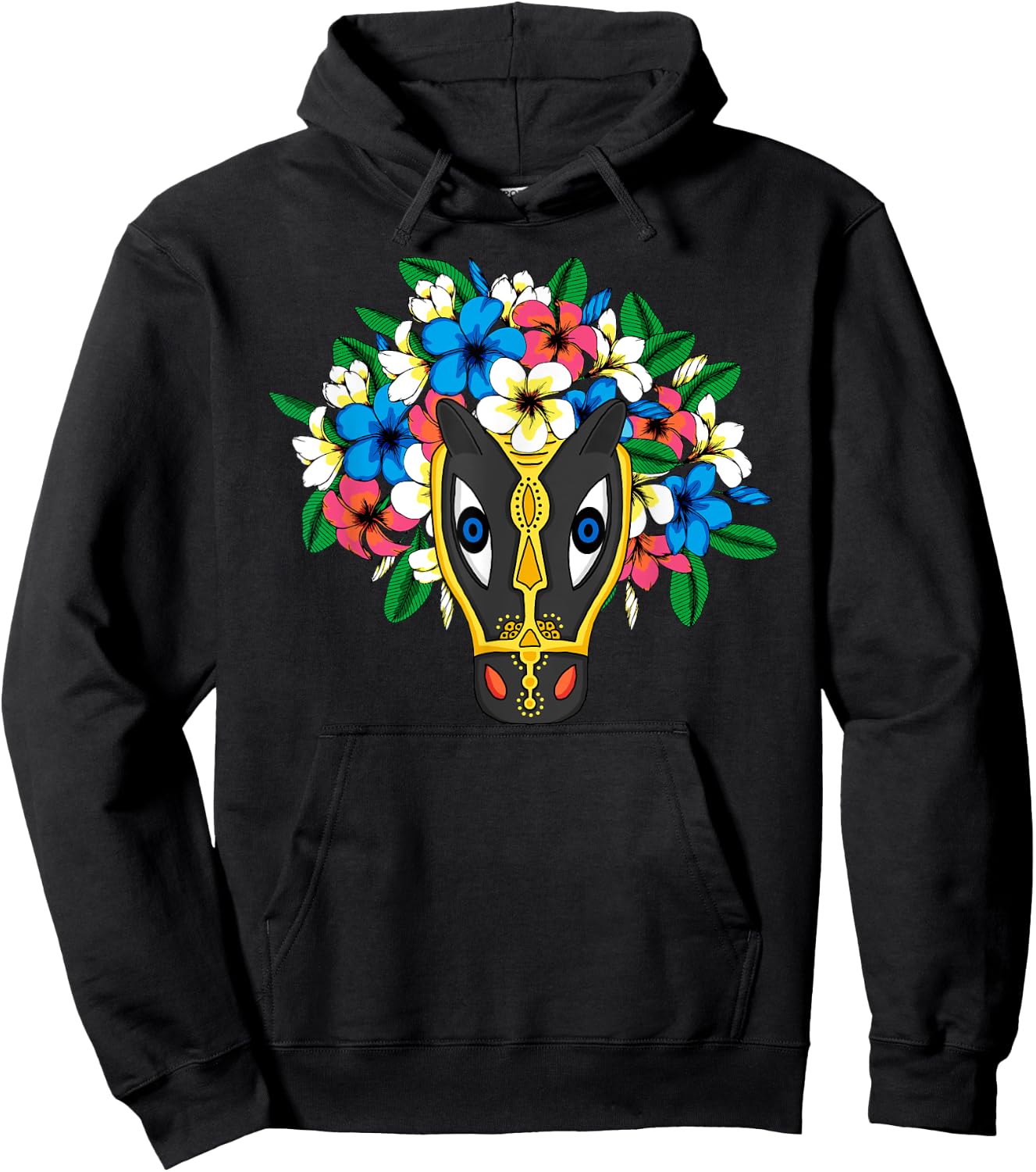 Mask and flowers - Nicaragua - Original art - Illustration Hoodie - Hoodie | Black