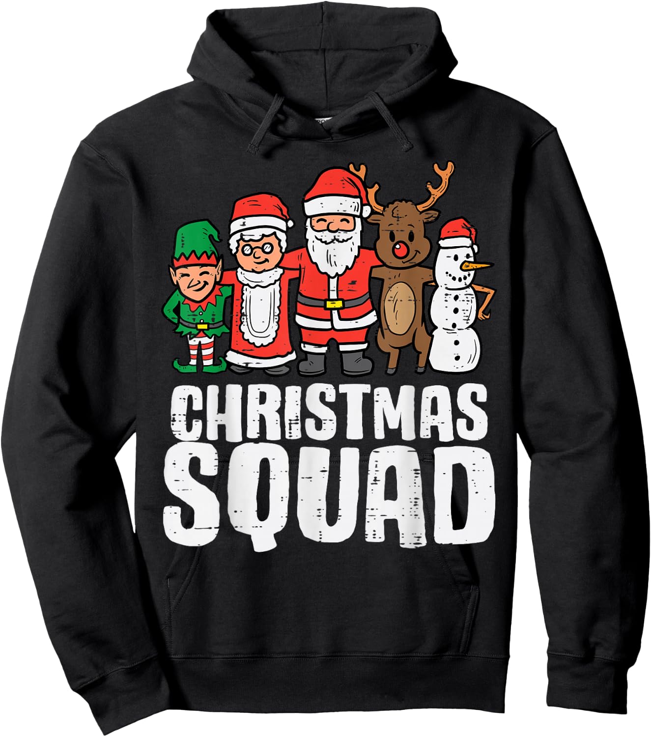 Christmas Squad Santa Elf Xmas Family Kids Boys Hoodie - Hoodie | Black