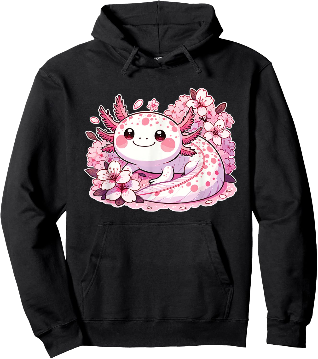 Spring Axolotl With Cherry Blossoms Sweet Spring Axolotl Hoodie - Hoodie | Black
