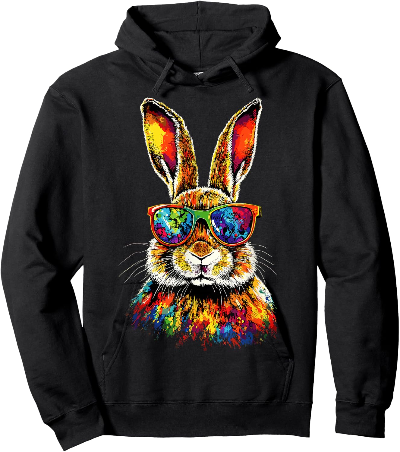 Bunny with Sunglasses Rabbit Brown Hare Cute Bunnies Hoodie - Hoodie | Black