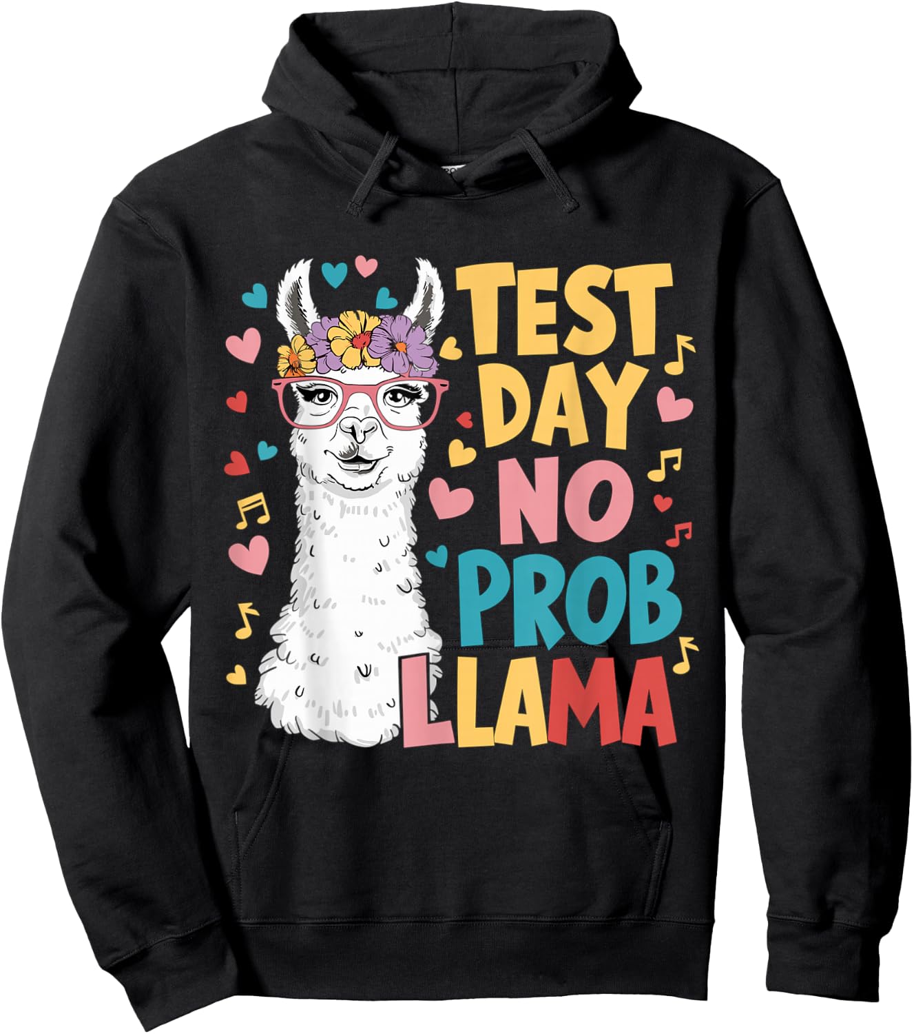 Test Day No Prob-llama Llama Teacher Testing Day Hoodie - Hoodie | Black