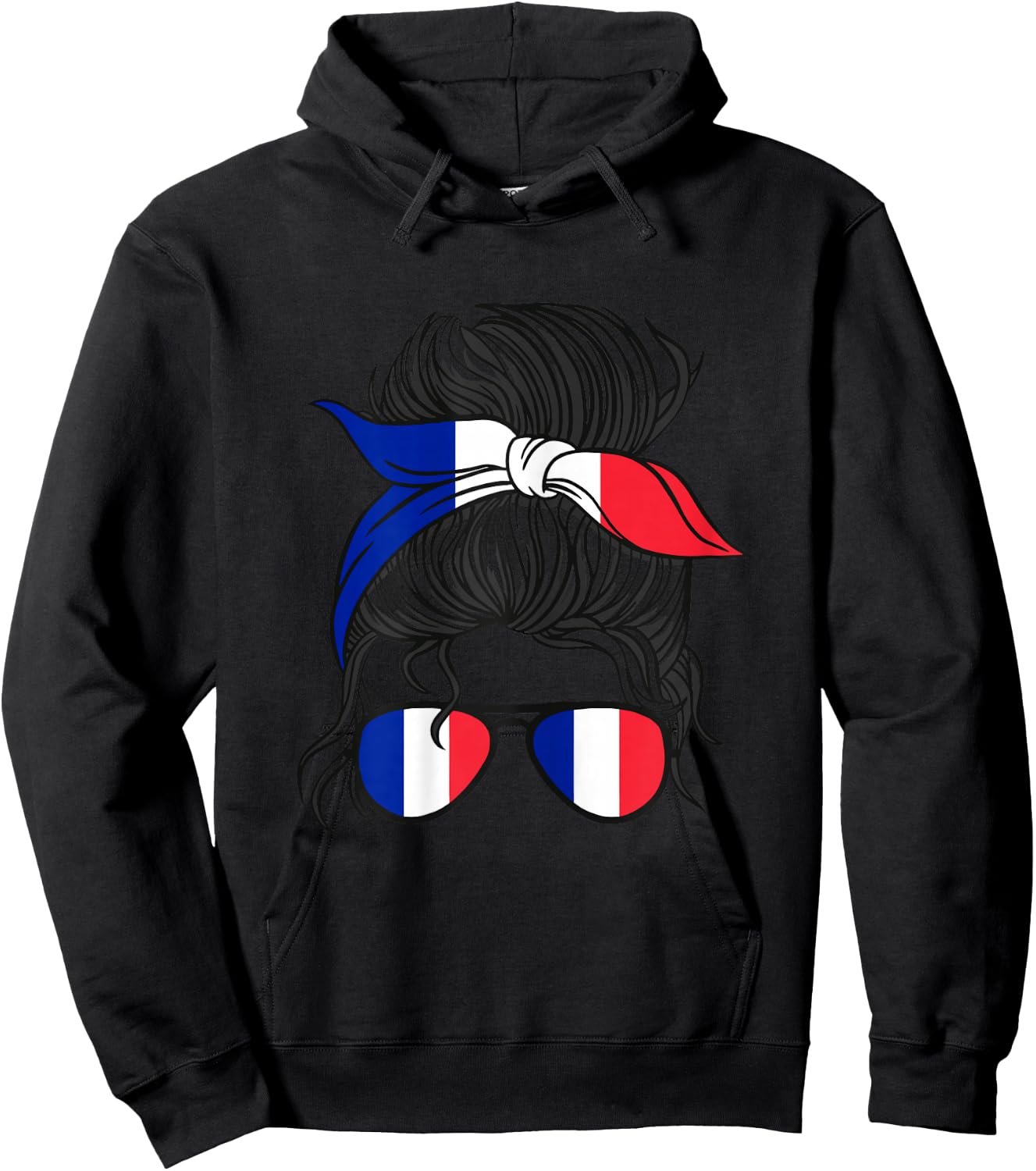 French Girl France French Girl France Women French Flag Hoodie - Hoodie | Black