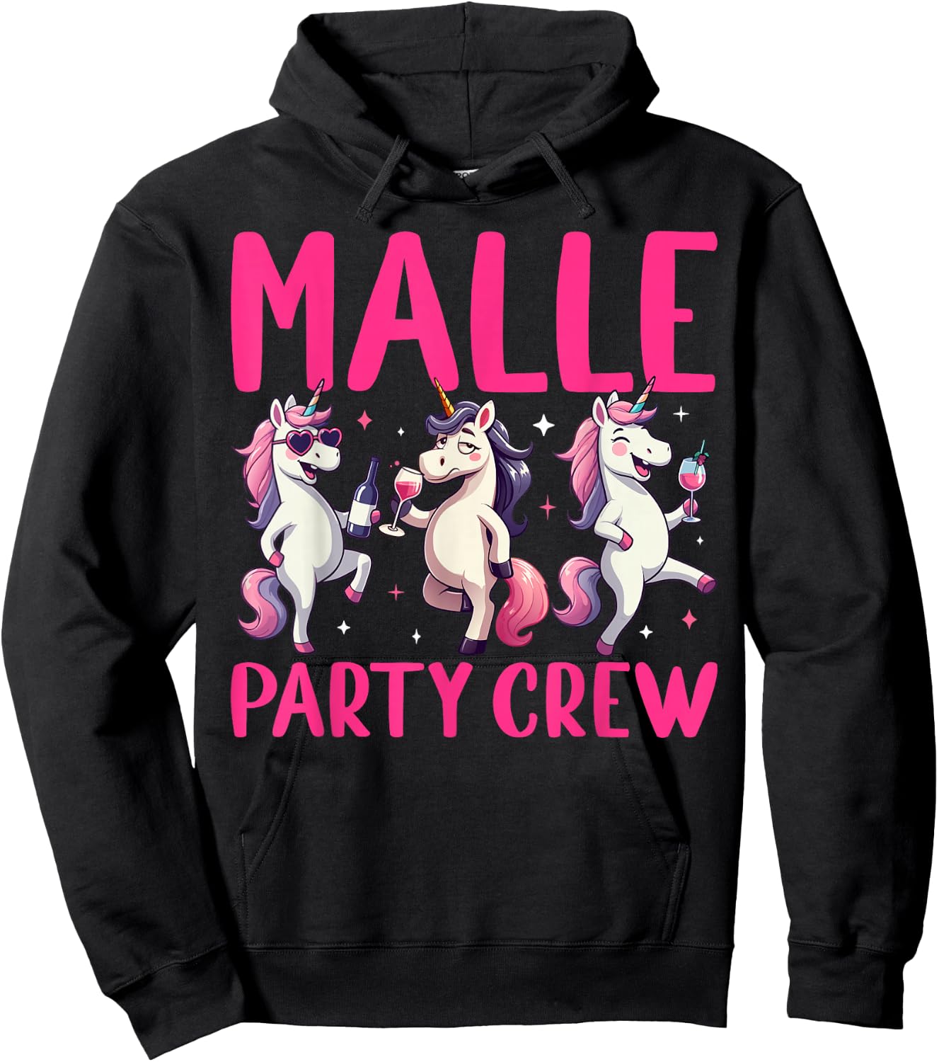 Malle Party Crew Group Motif Unicorn Party Holiday Mallorca , black Hoodie - Hoodie | Black