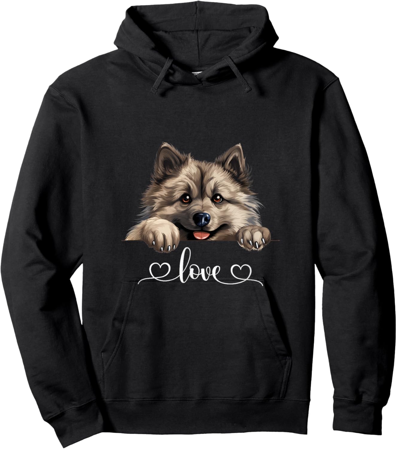 Cute Dog Graphic Love Puppy Keeshond Dog Hoodie - Hoodie | Black