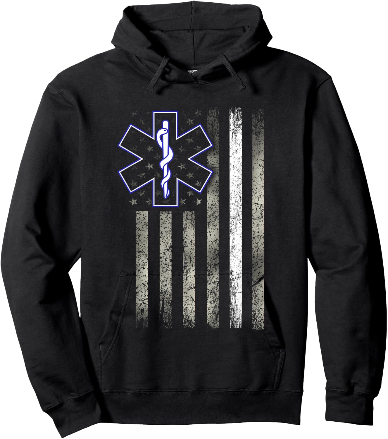 EMS EMT Paramedic - US Flag Thin White Line - Patriotic Men Hoodie - Hoodie | Black