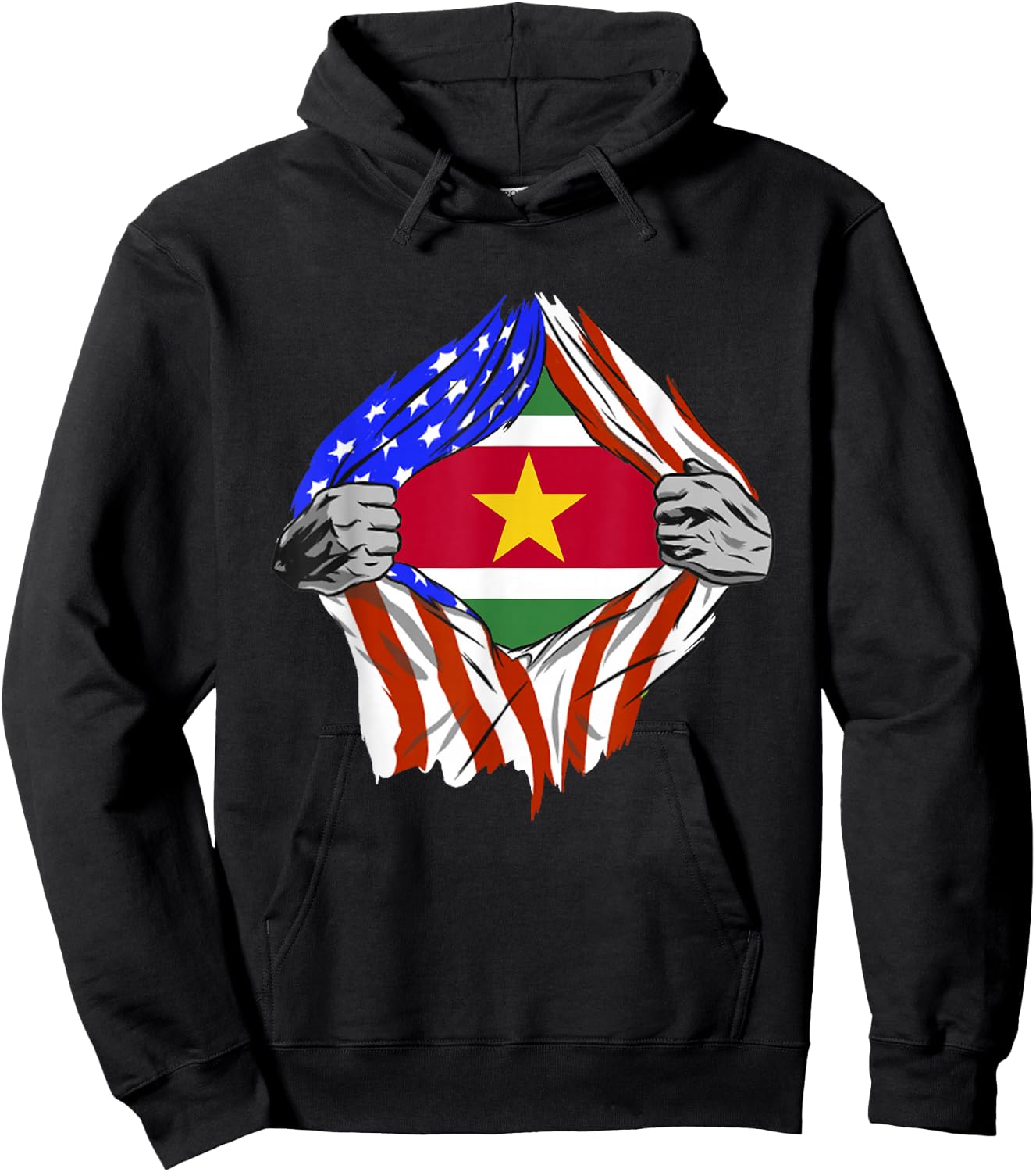 Suriname Flag USA Chest Surinamese Roots Surinamese Pride Hoodie - Hoodie | Black