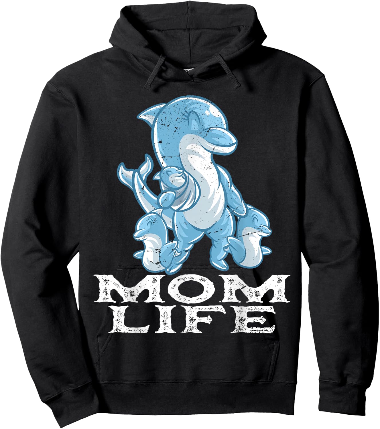 Dolphin Mama Mom Life Mommy Mama Family Mother's Day Hoodie - Hoodie | Black