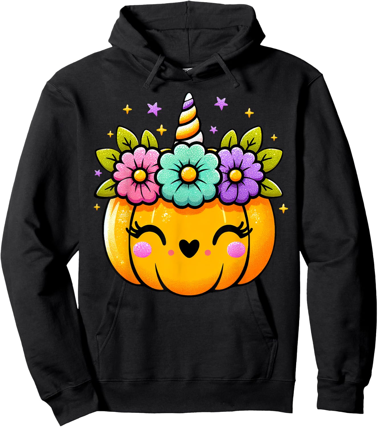 Cute Halloween Unicorn Pumpkin Halloween Girls Hoodie - Hoodie | Black