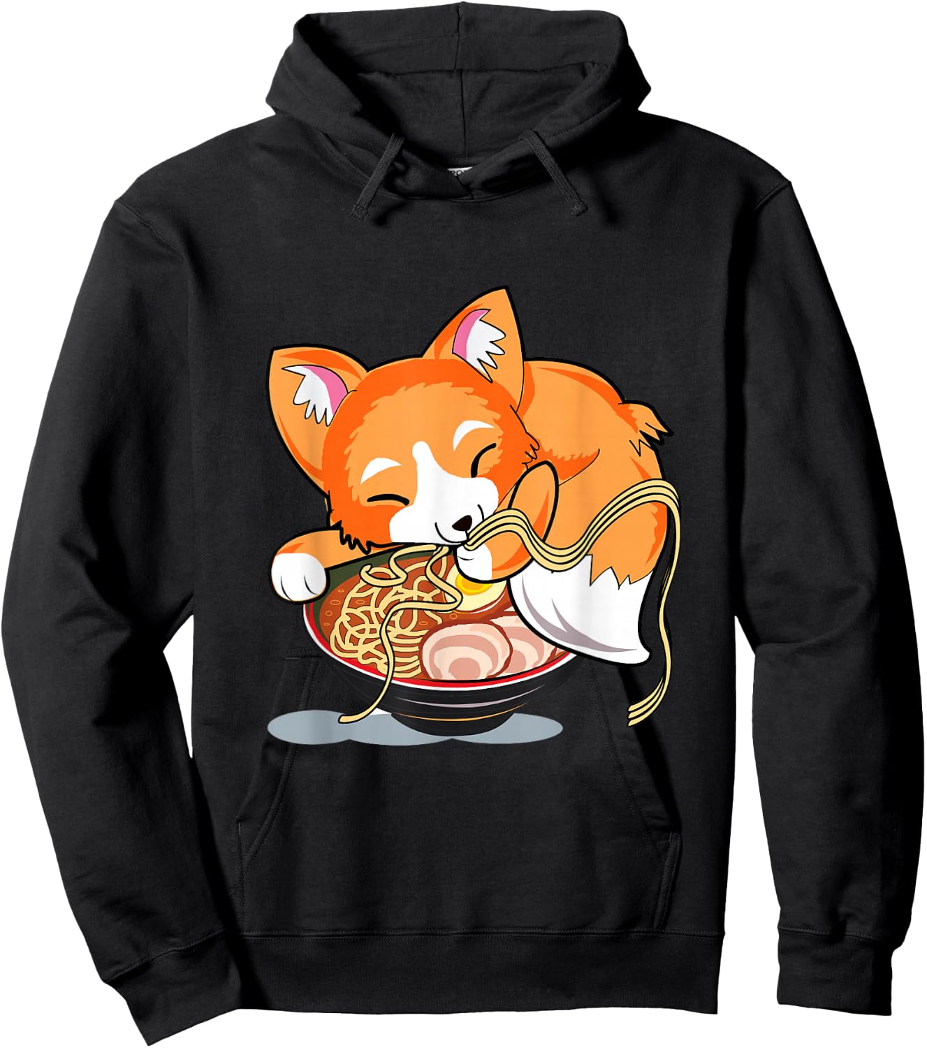 Ramen Noodles Fox Lover Kawaii Japanese Anime Hoodie - Hoodie | Black