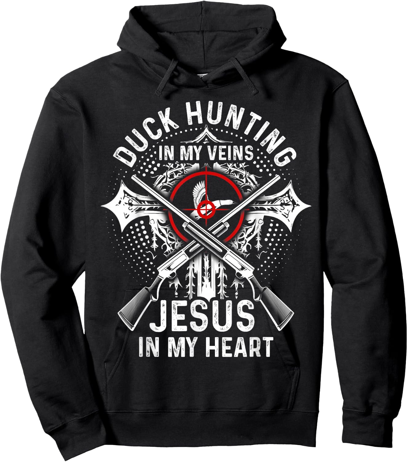 Duck Hunting Hunter Jesus Faith Christian Vintage Duck Hoodie - Hoodie | Black