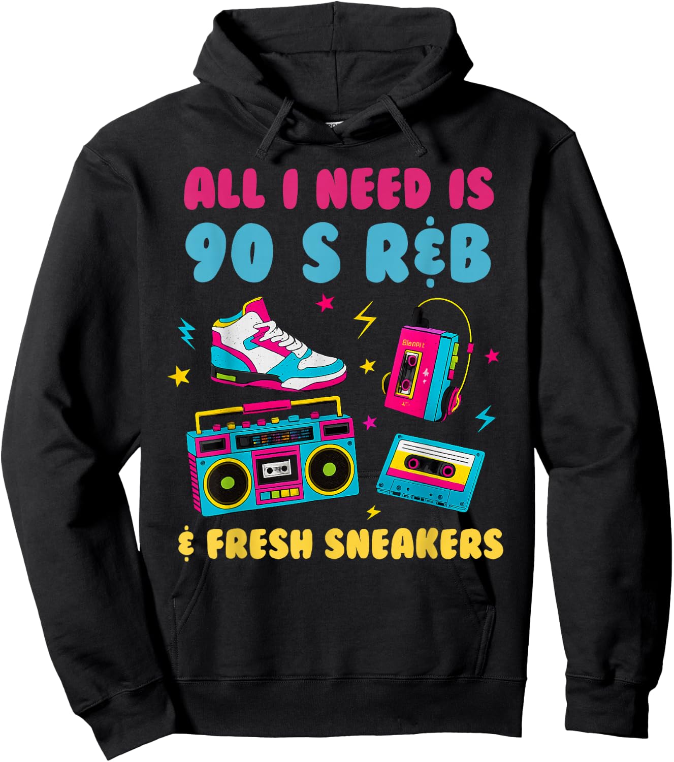 90's R&B and Sneakers Lover Funny 90's Music Shoe Collector Hoodie - Hoodie | Black
