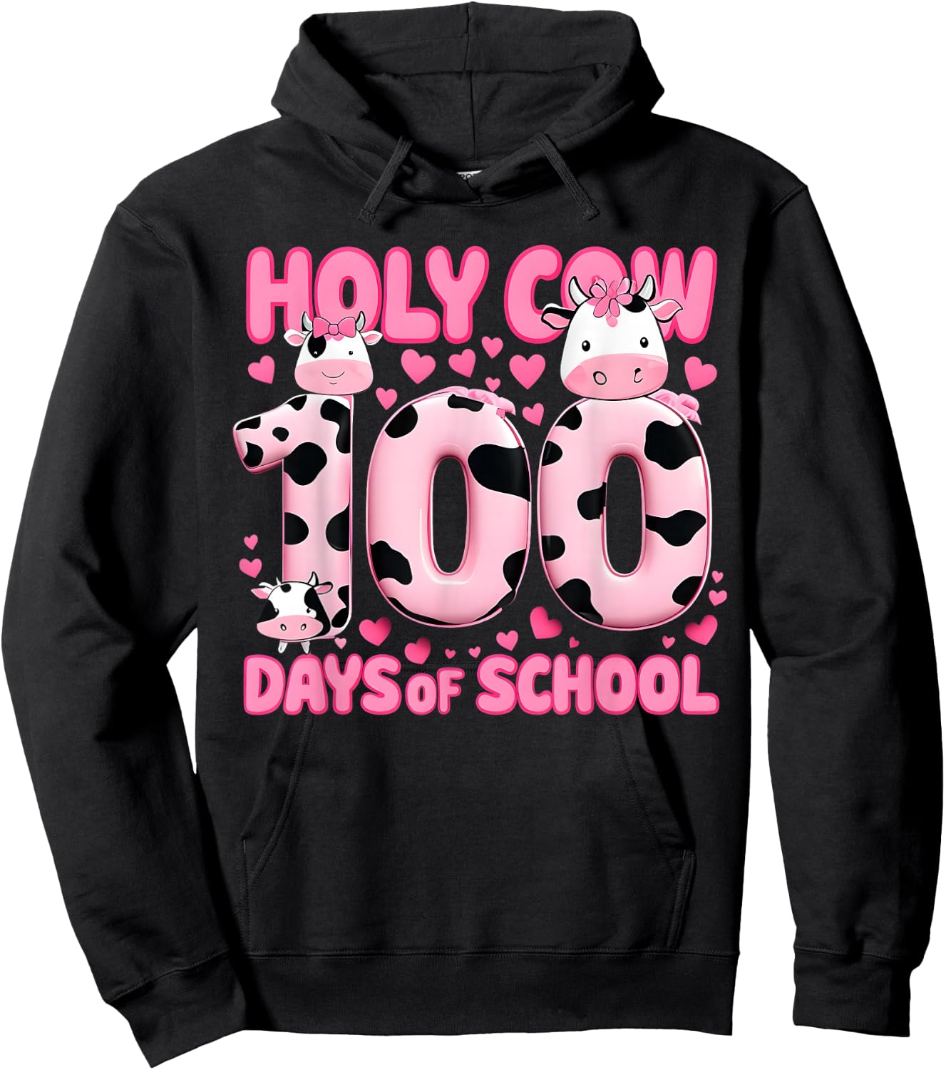 Holy Cow 100 Days Of School Funny 100 Day of School Groovy Hoodie - Hoodie | Black