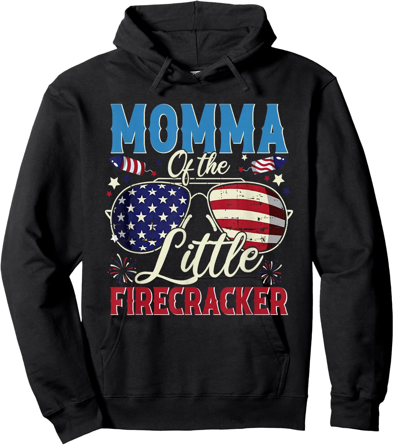 Momma of The Little Firecracker Fourth of July Birthday Hoodie - Hoodie | Black