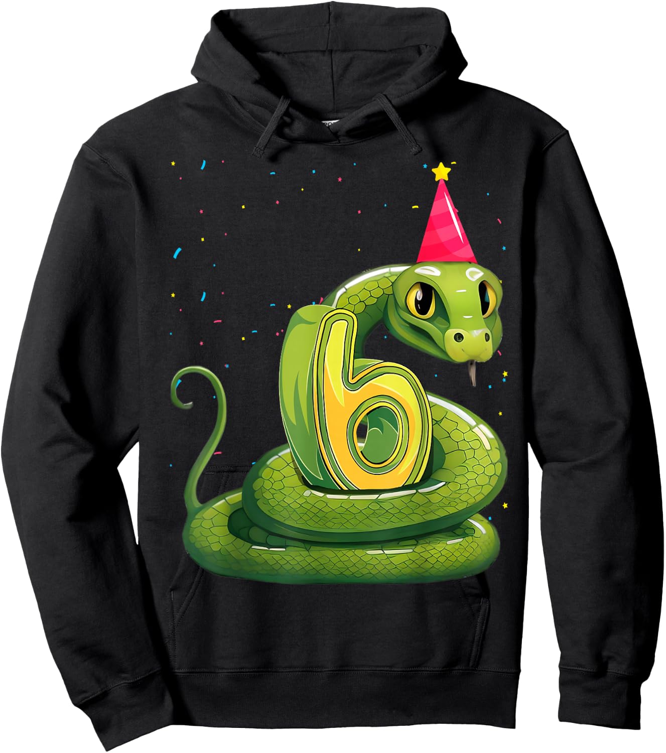 Snake lover 6th Birthday Party Snake B-day 6 Year Old Boys Hoodie - Hoodie | Black