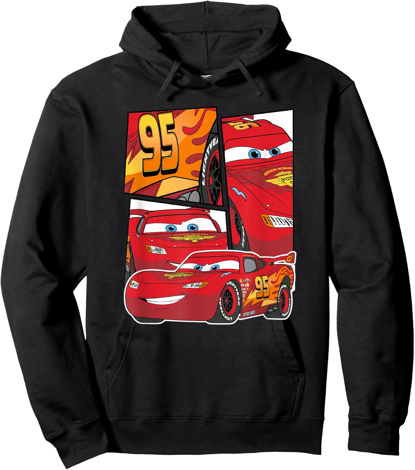 Pixar Cars Lightning McQueen Grid Hoodie - Hoodie | Black