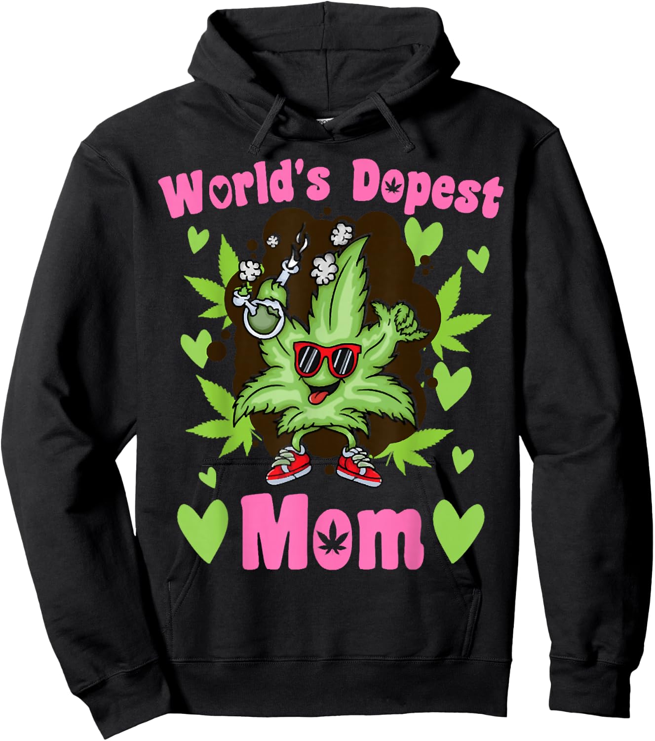 Worlds Dopest Mom Vintage Sunset 420 Family Matching Outfits Hoodie - Hoodie | Black