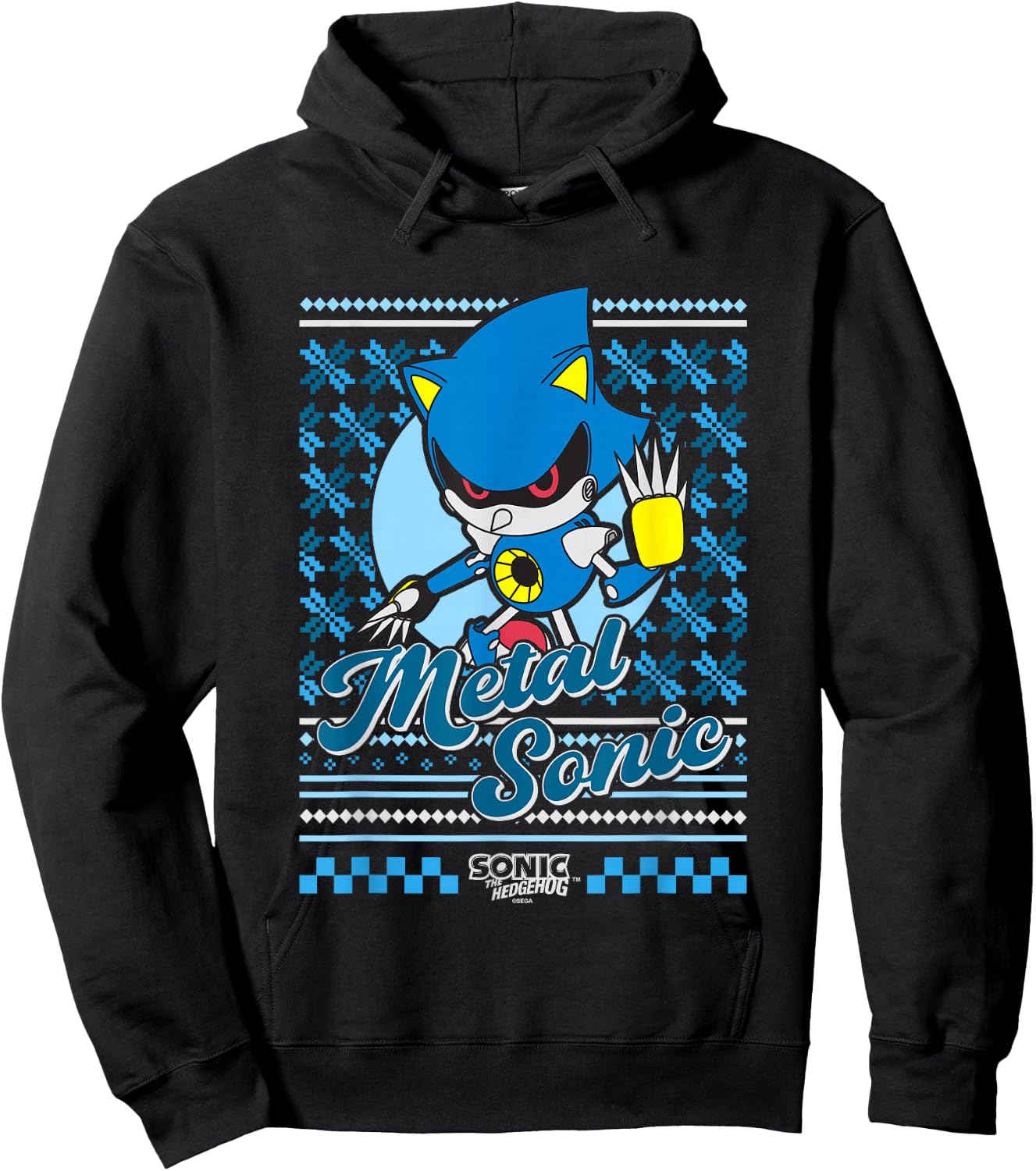 Sonic The Hedgehog Christmas Metal Sonic Ugly Sweater Hoodie - Hoodie | Black