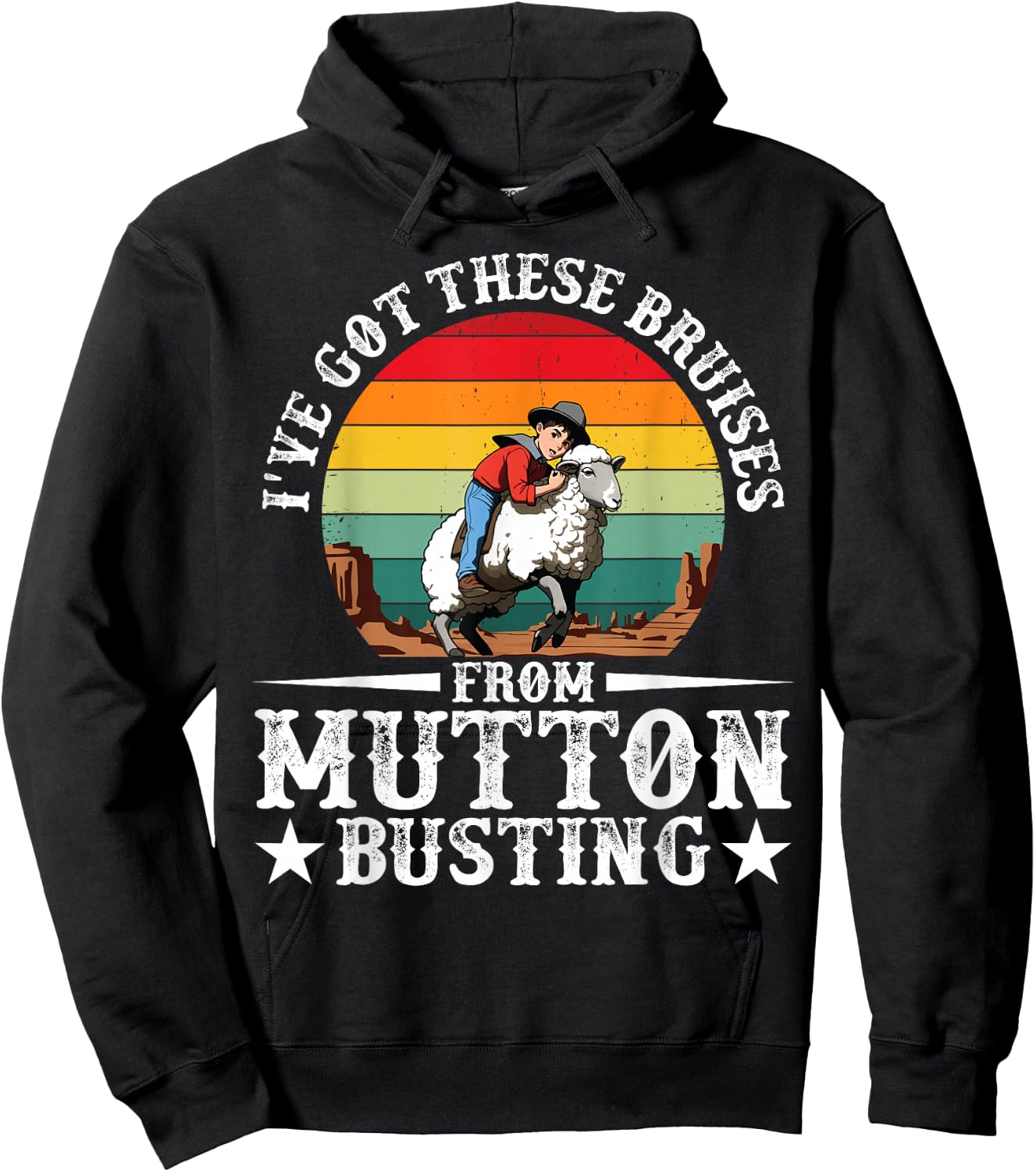 Mutton Buster Vest Rodeo Sheep Rider Mutton Busting Hoodie - Hoodie | Black