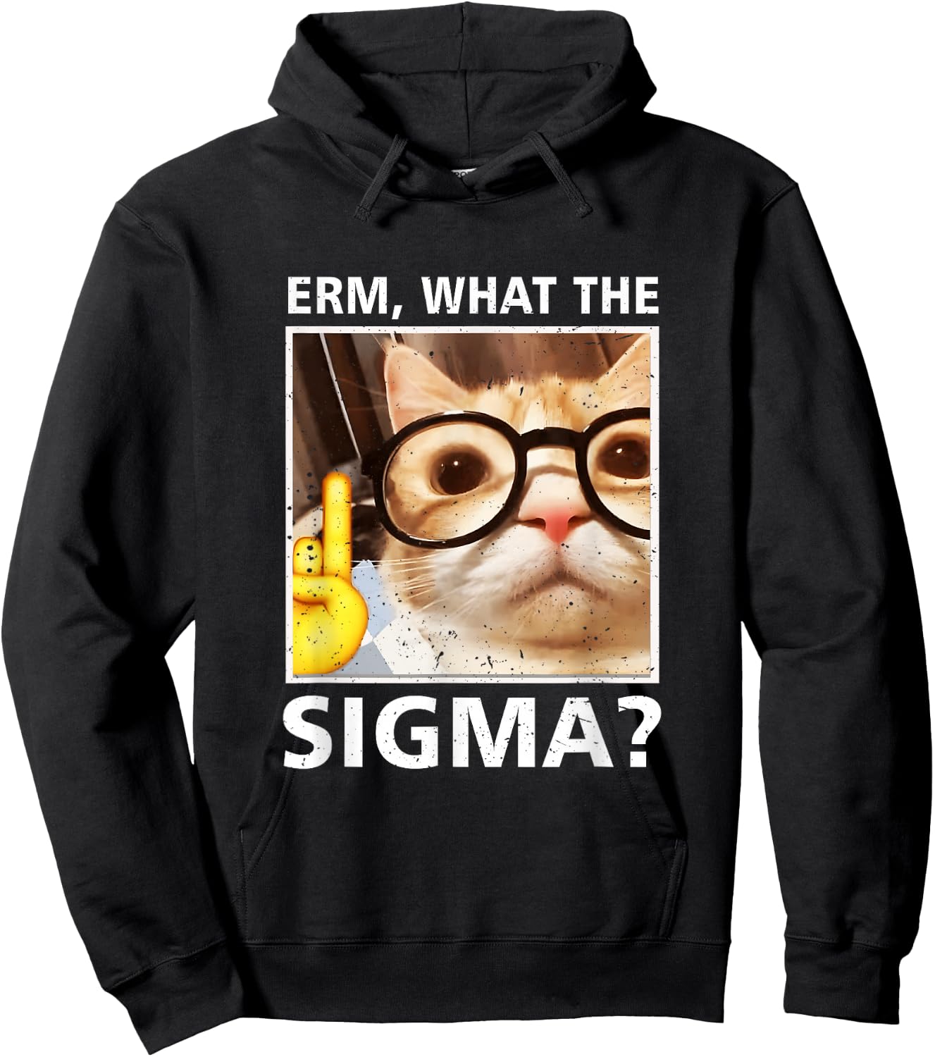 Erm What-The Sigma Cat Meme Selfie Cat Wearing Sunglasses , Black, S Hoodie - Hoodie | Black