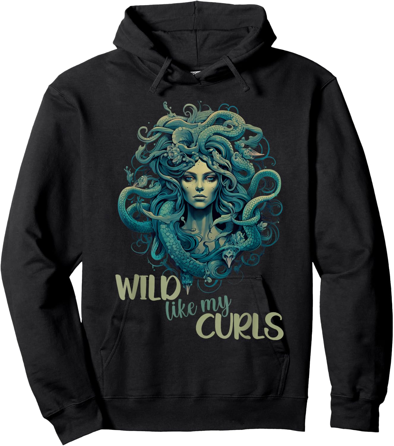 Wild Like My Curls Medusa Head Greek Mythology Curly Hair Hoodie - Hoodie | Black