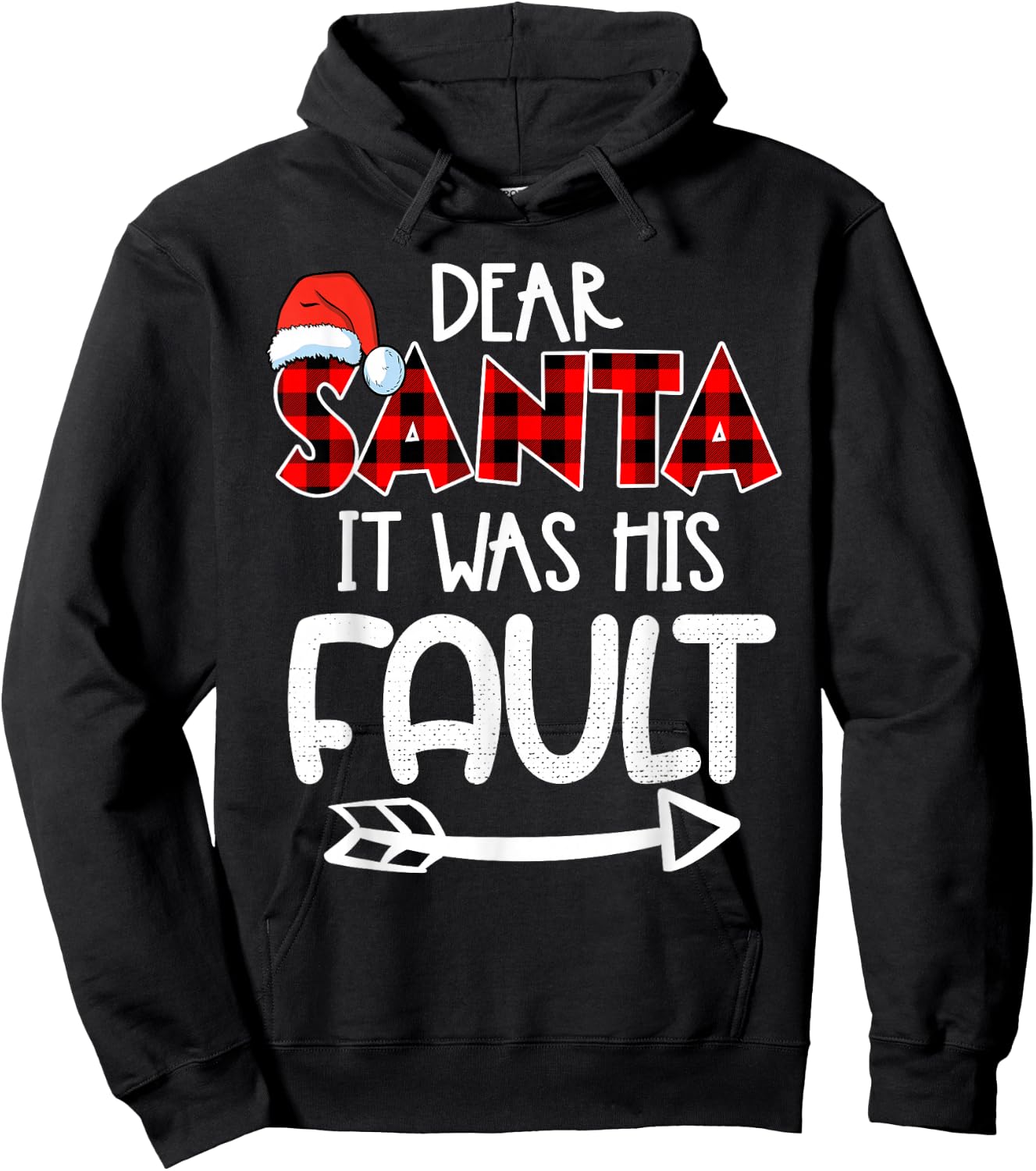 Naughty Christmas Couples - Dear Santa It Was His Fault Hoodie - Hoodie | Black