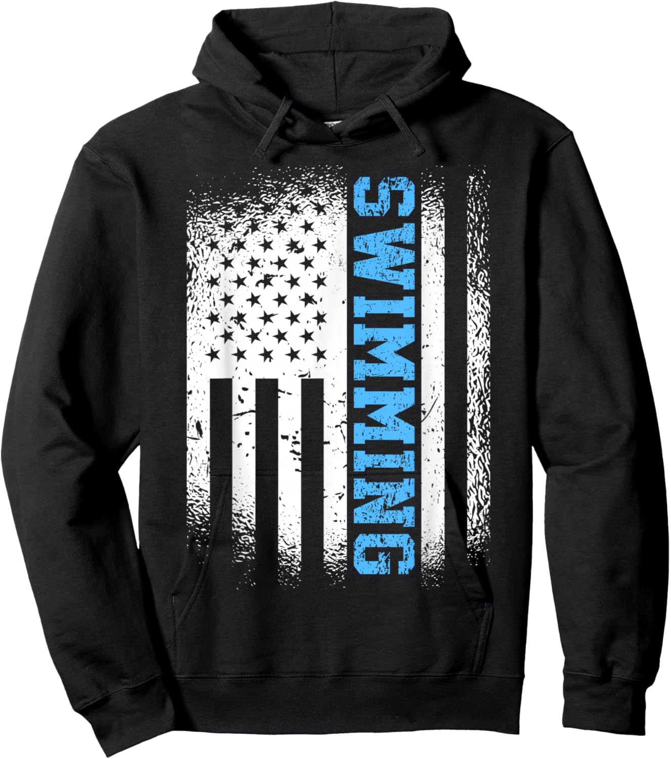 USA Flag Swimming Swim American Swimmer Hoodie - Hoodie | Black