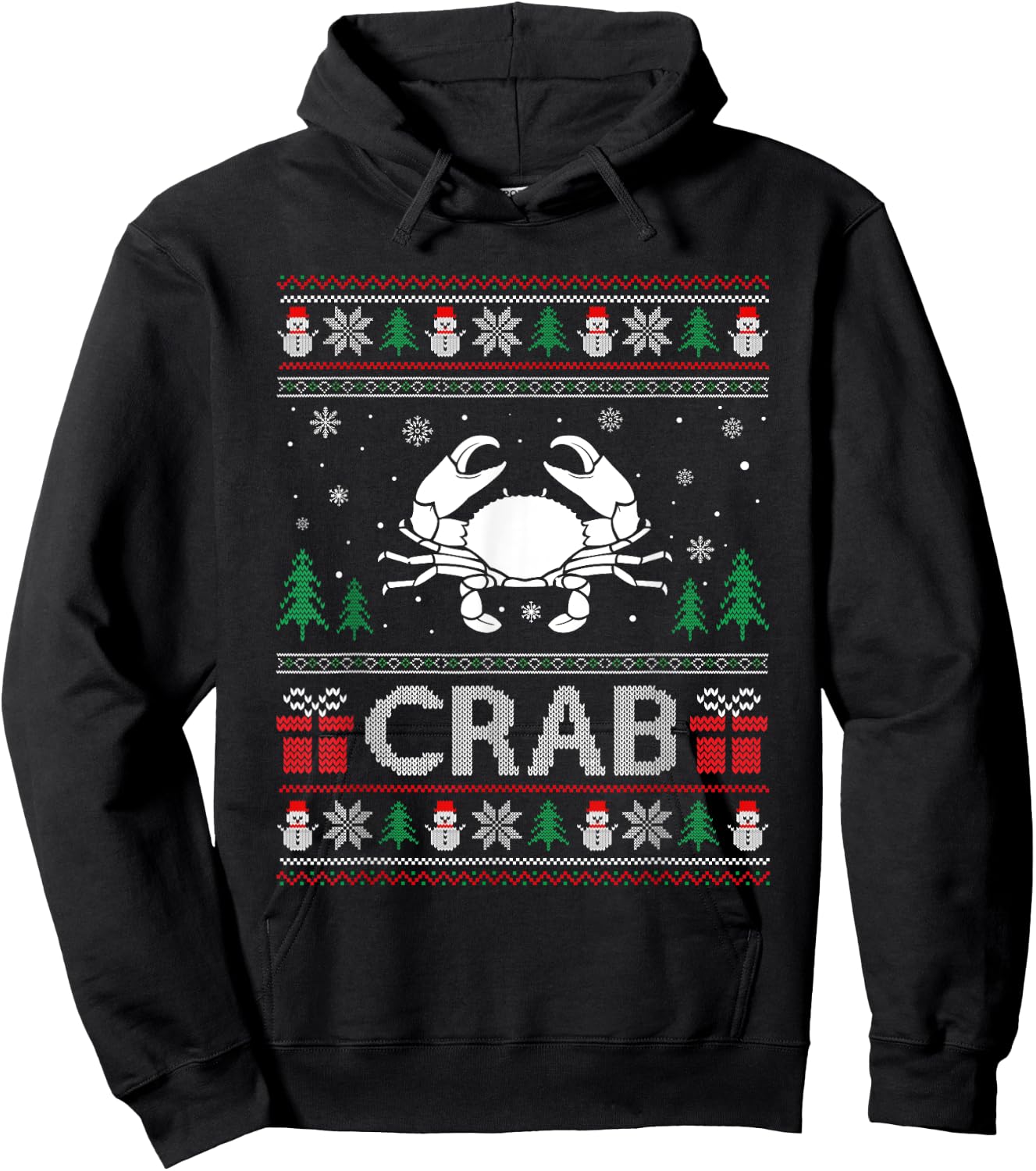 Ugly Christmas Sweater Design Funny Crab Ugly Xmas Hoodie - Hoodie | Black