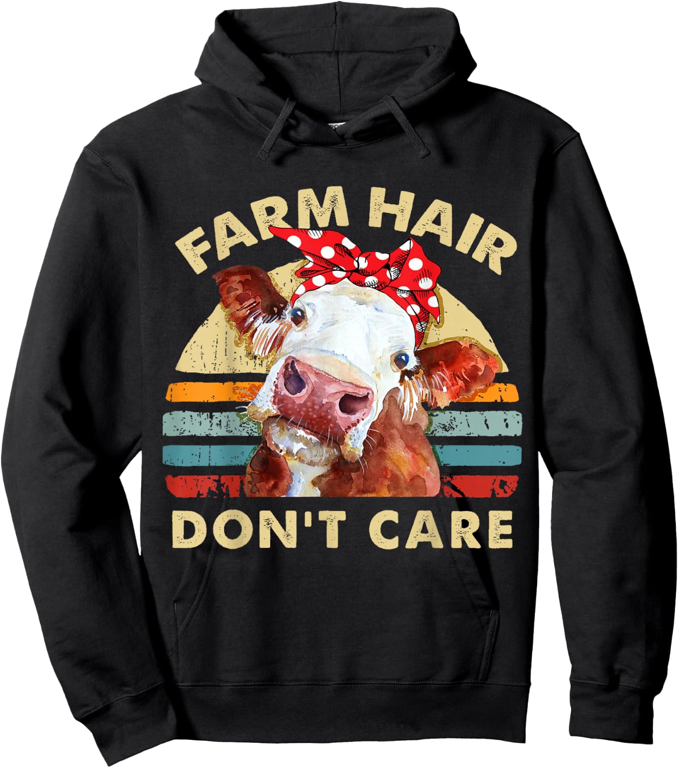 Farm Hair Don't Care T Shirt Pun Cows Lover Vintage Farm Hoodie - Hoodie | Black