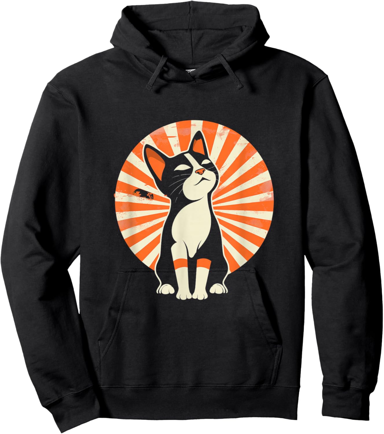 Vintage Japanese Cat , Black, S Hoodie - Hoodie | Black