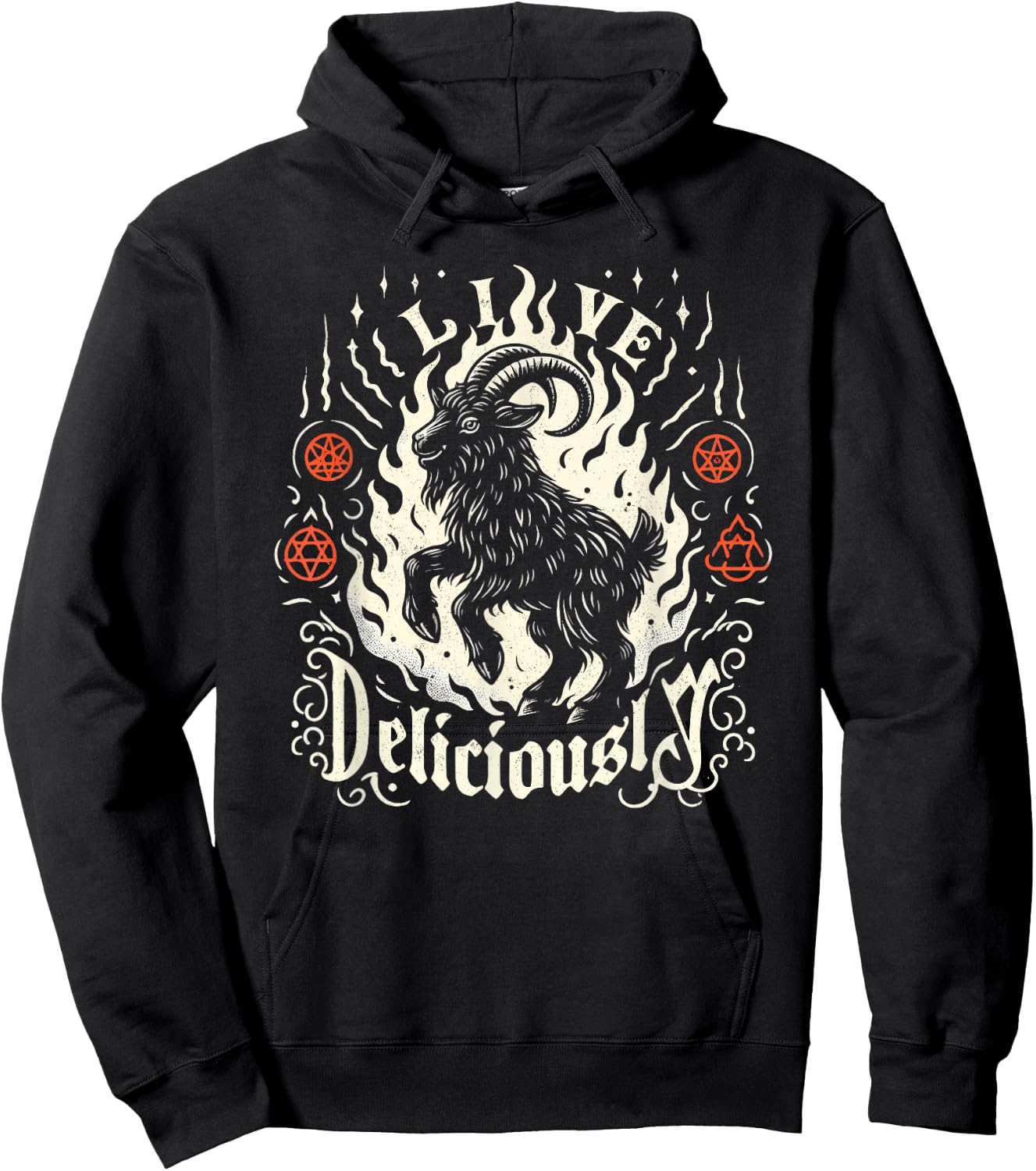 Live Deliciously Occult Goat Witch Horror Hoodie - Hoodie | Black