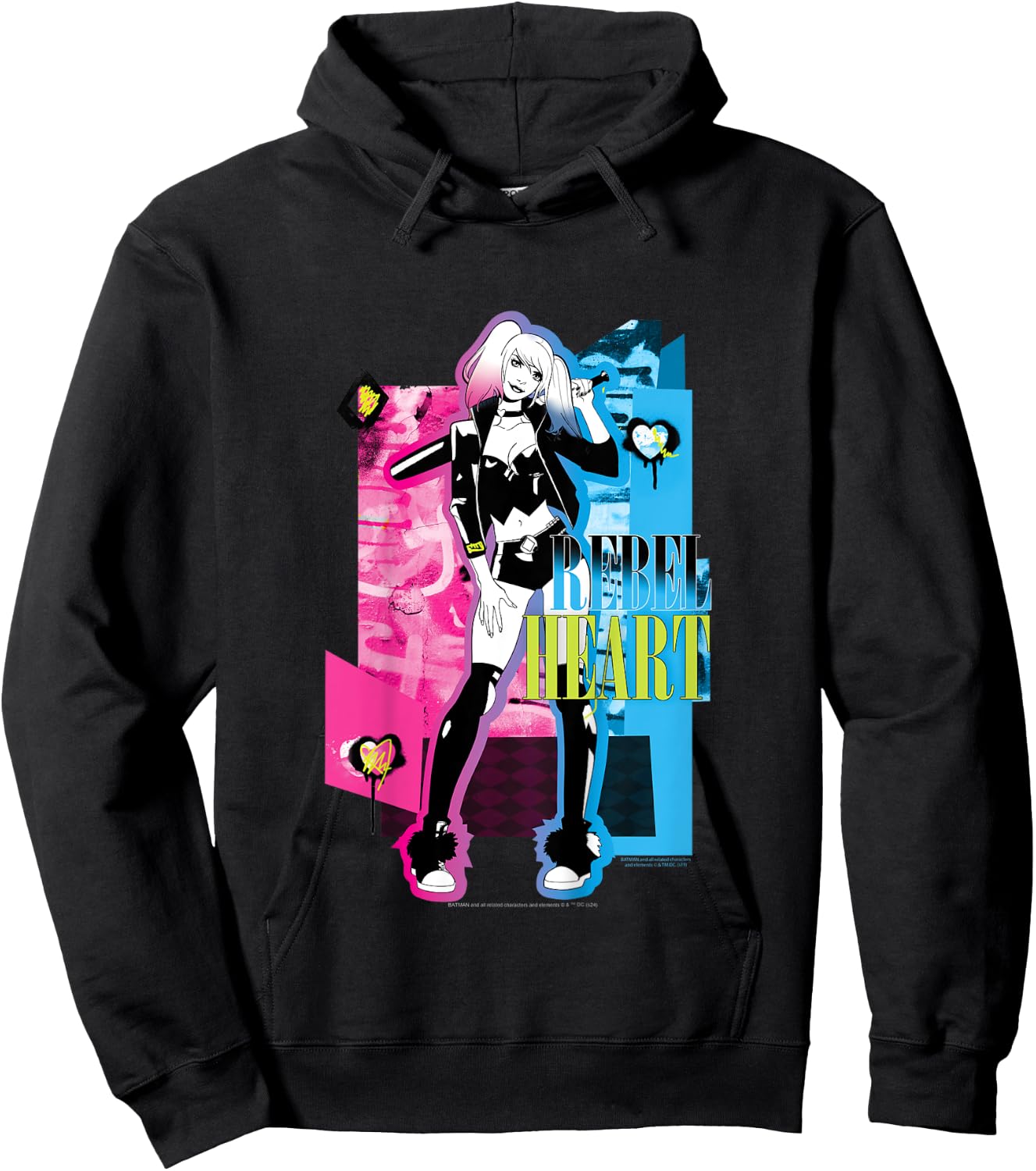 Kids Batman Harley Quinn Rebel Heart Camiseta , white, 2 Hoodie - Hoodie | Black