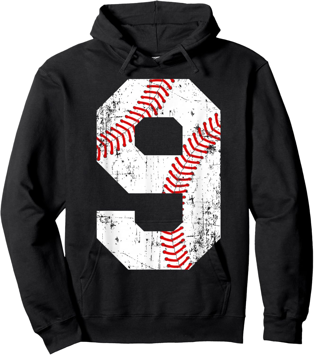 Vintage Baseball 9 Jersey Number Hoodie - Hoodie | Black