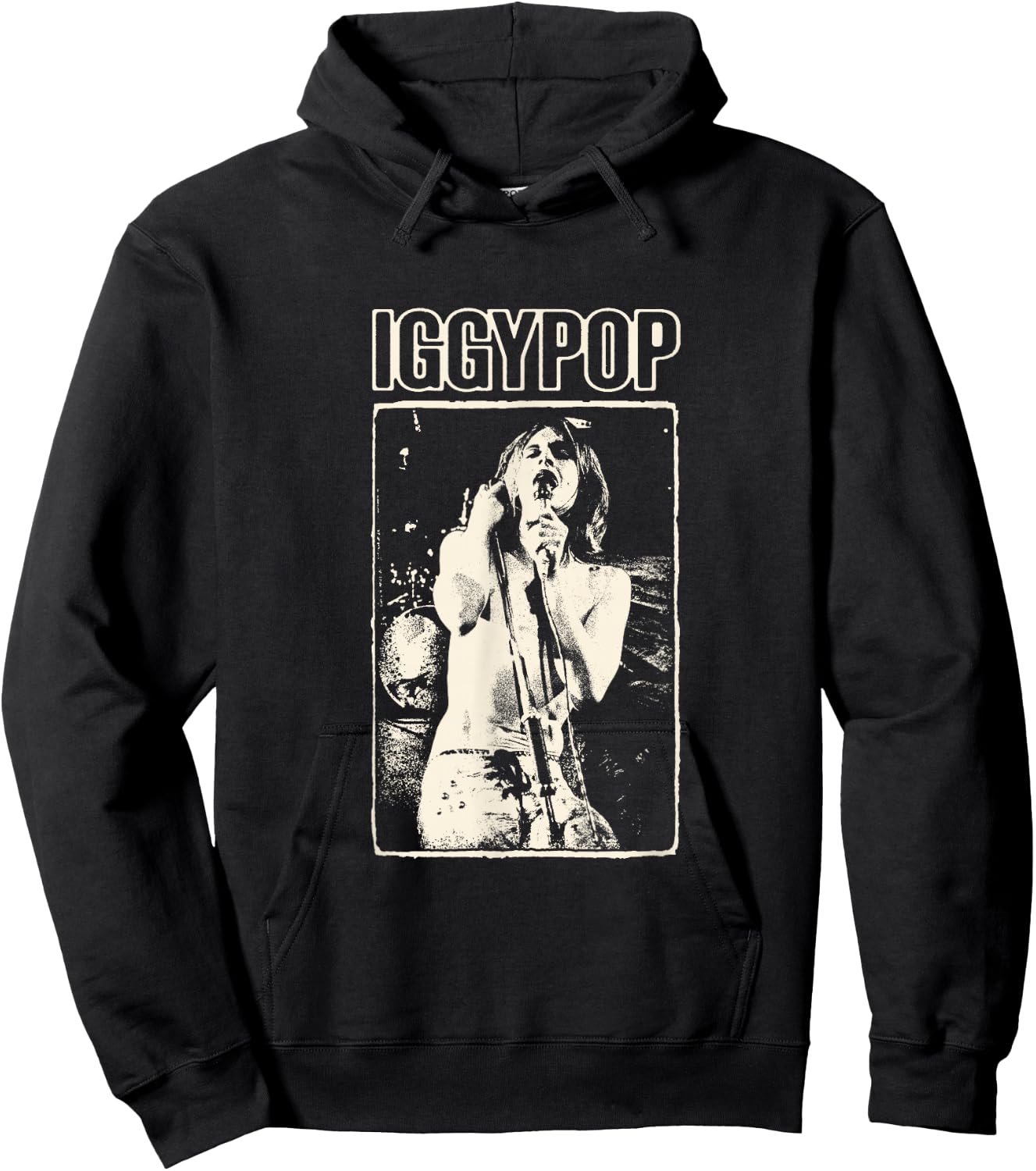 Iggy Pop , Herren & Damen, -Erwachsene, Rock-Fans, Casual-Kleidung, Schwarz, S, EU 40.0, Klassisch, U-Ausschnitt, Halbarm, Polyester 100% Hoodie - Hoodie | Black