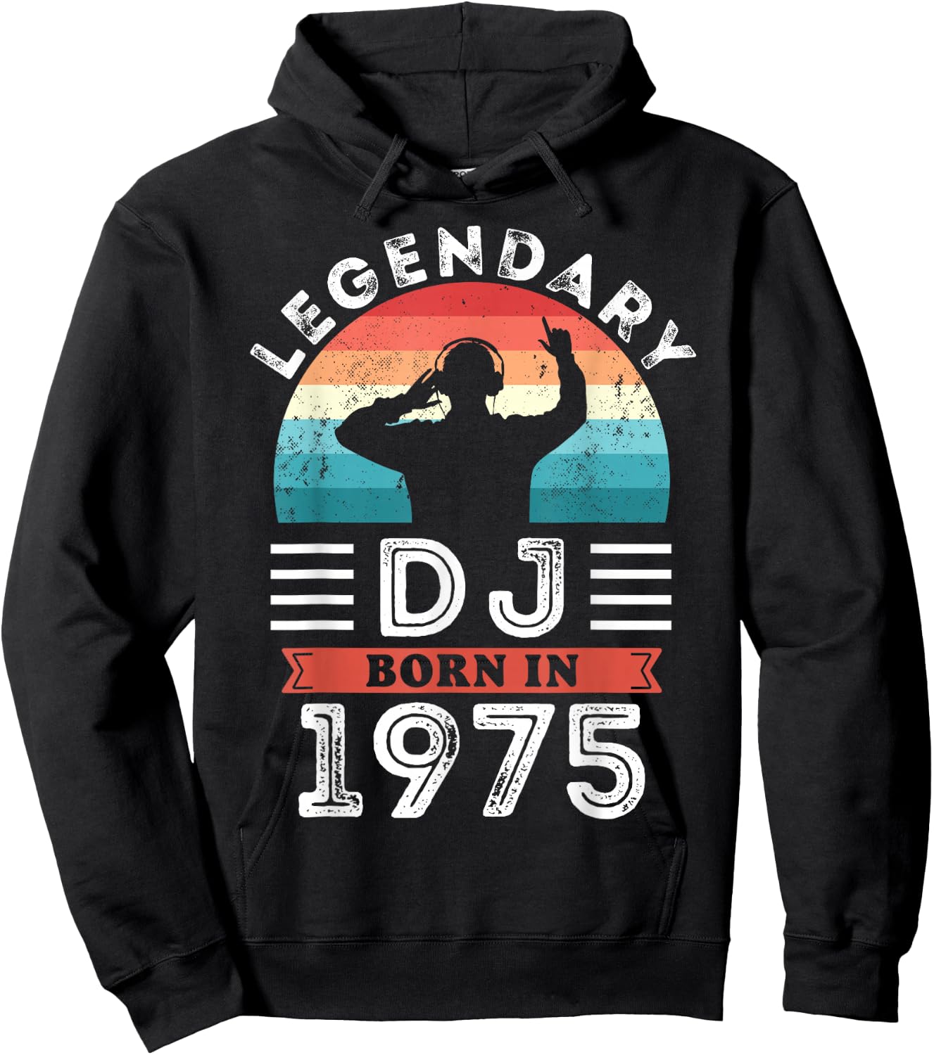 50th Birthday Gifts from the Legendary DJ Born in 1975 , Black, S Hoodie - Hoodie | Black